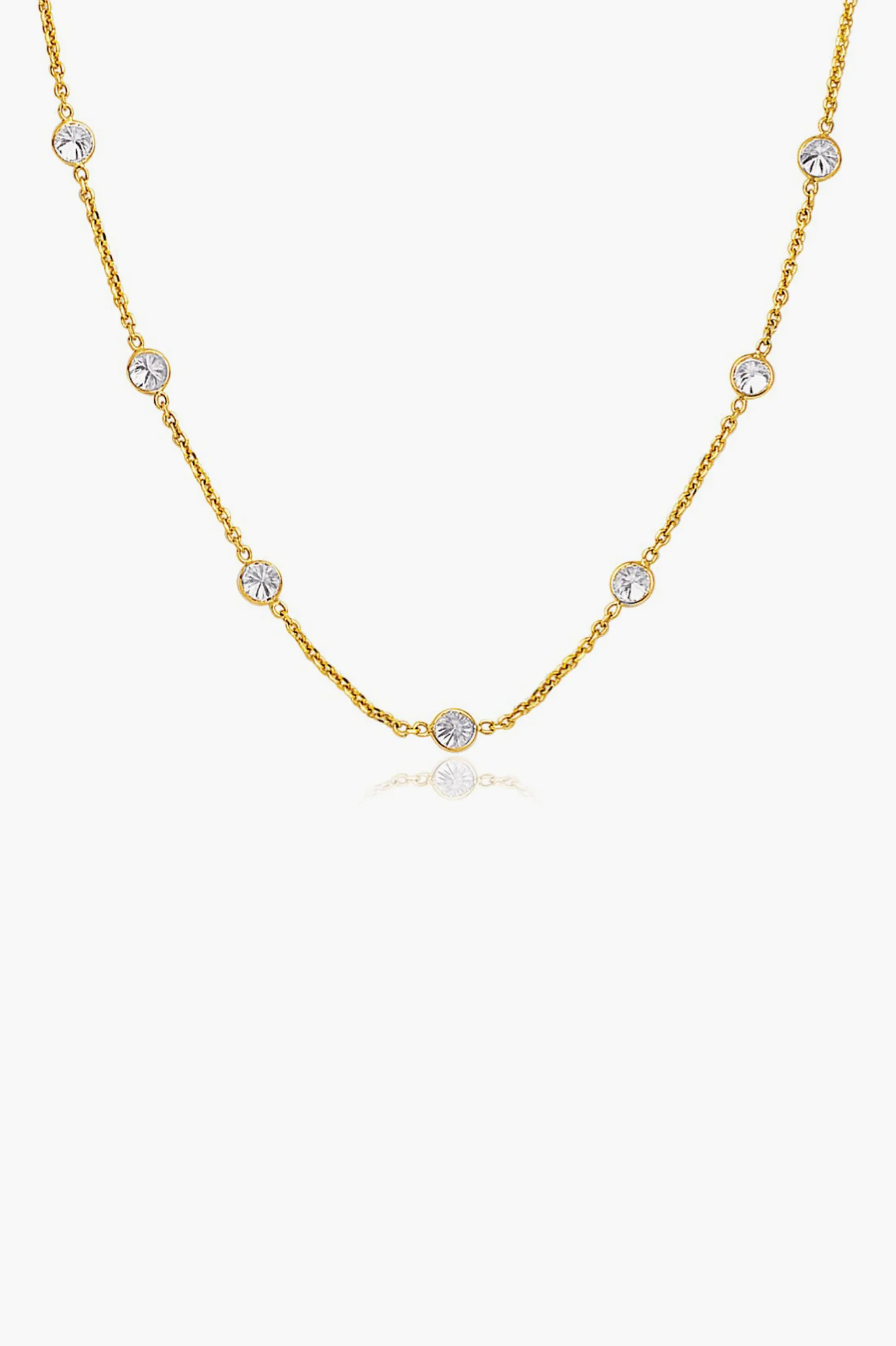 14k Gold CZ Long Links Necklace - Image 2