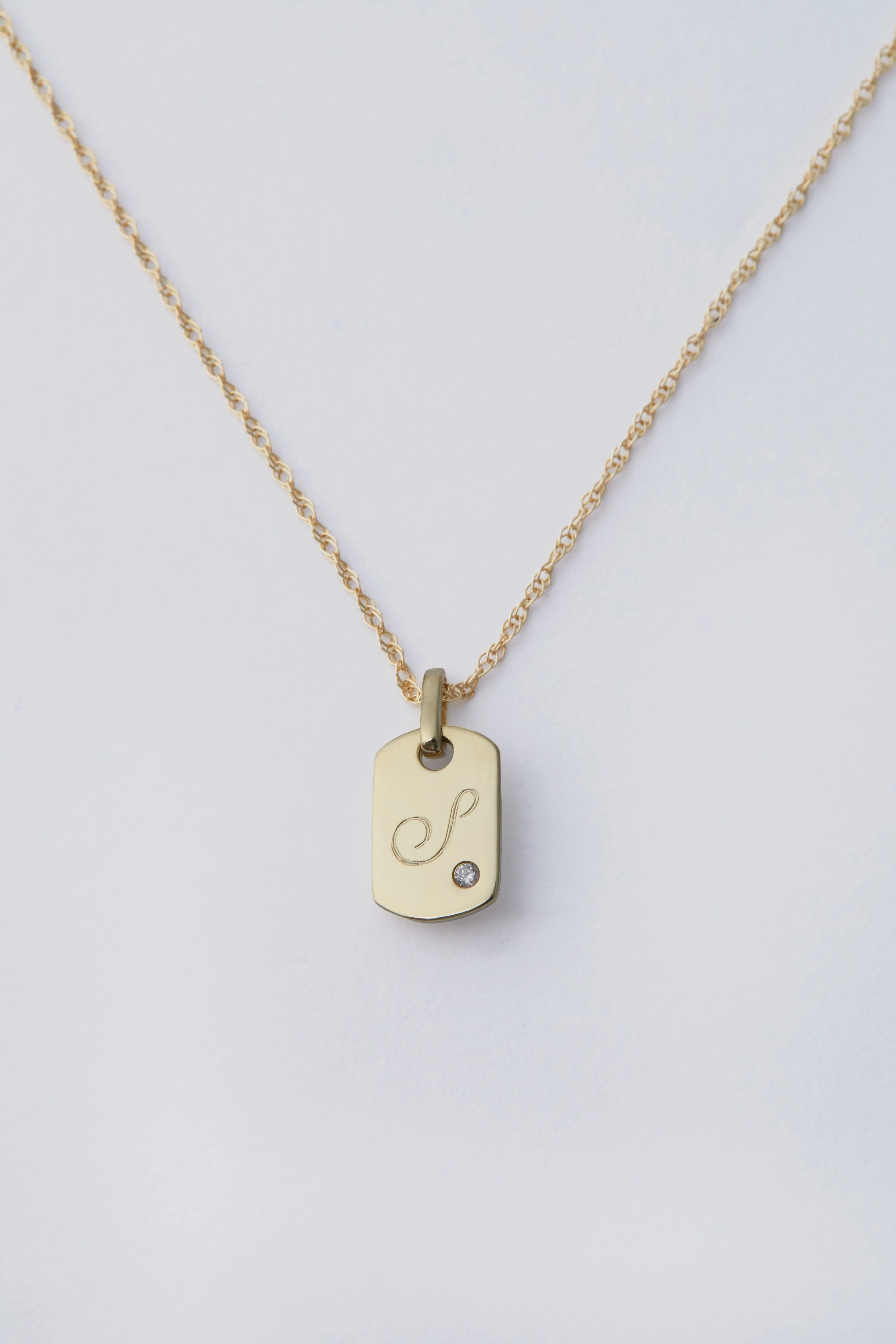 14k Gold Diamond Dog Tag Charm - Image 5