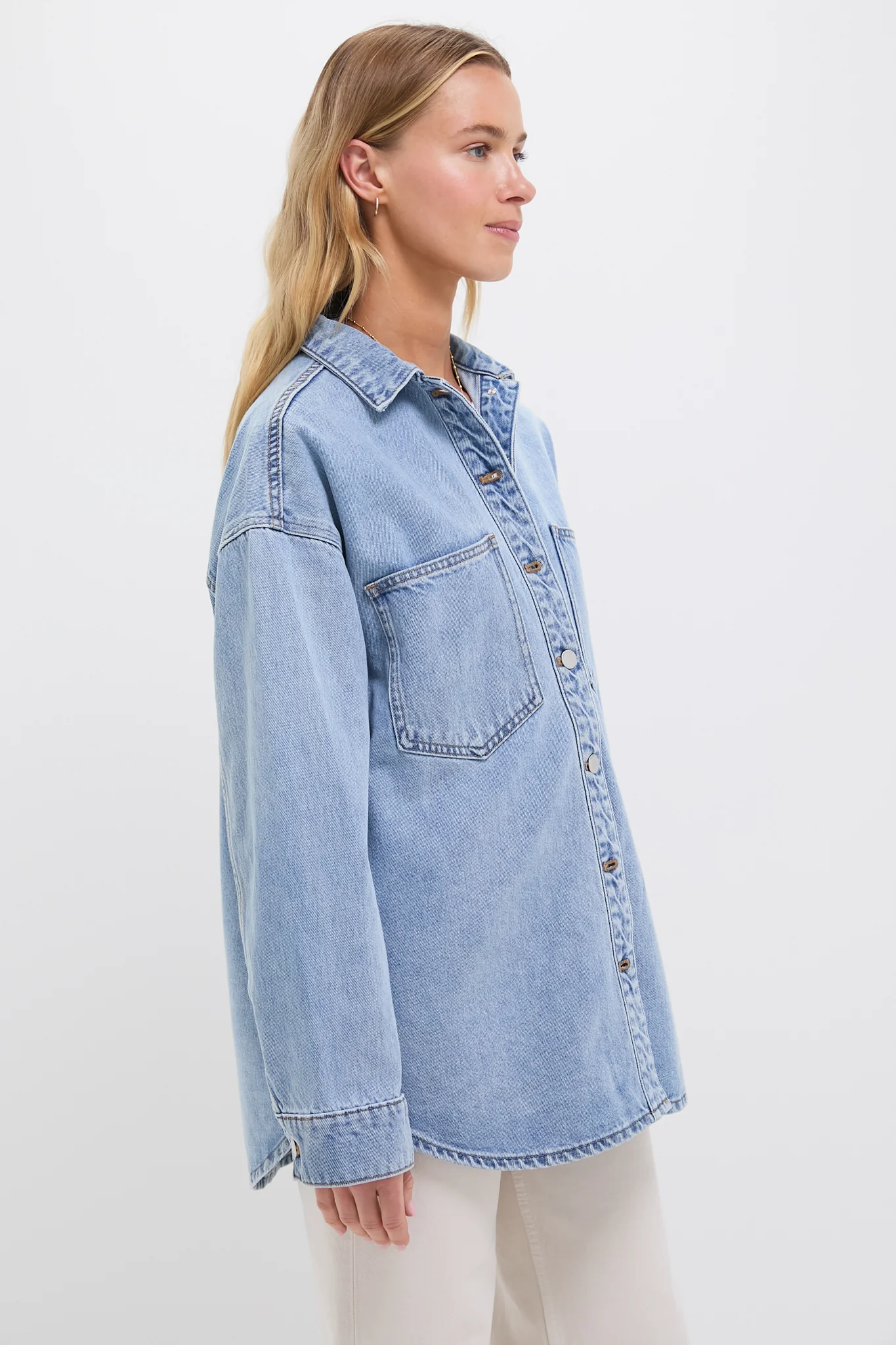 90s Blue Organic Denim Overshirt - Image 3