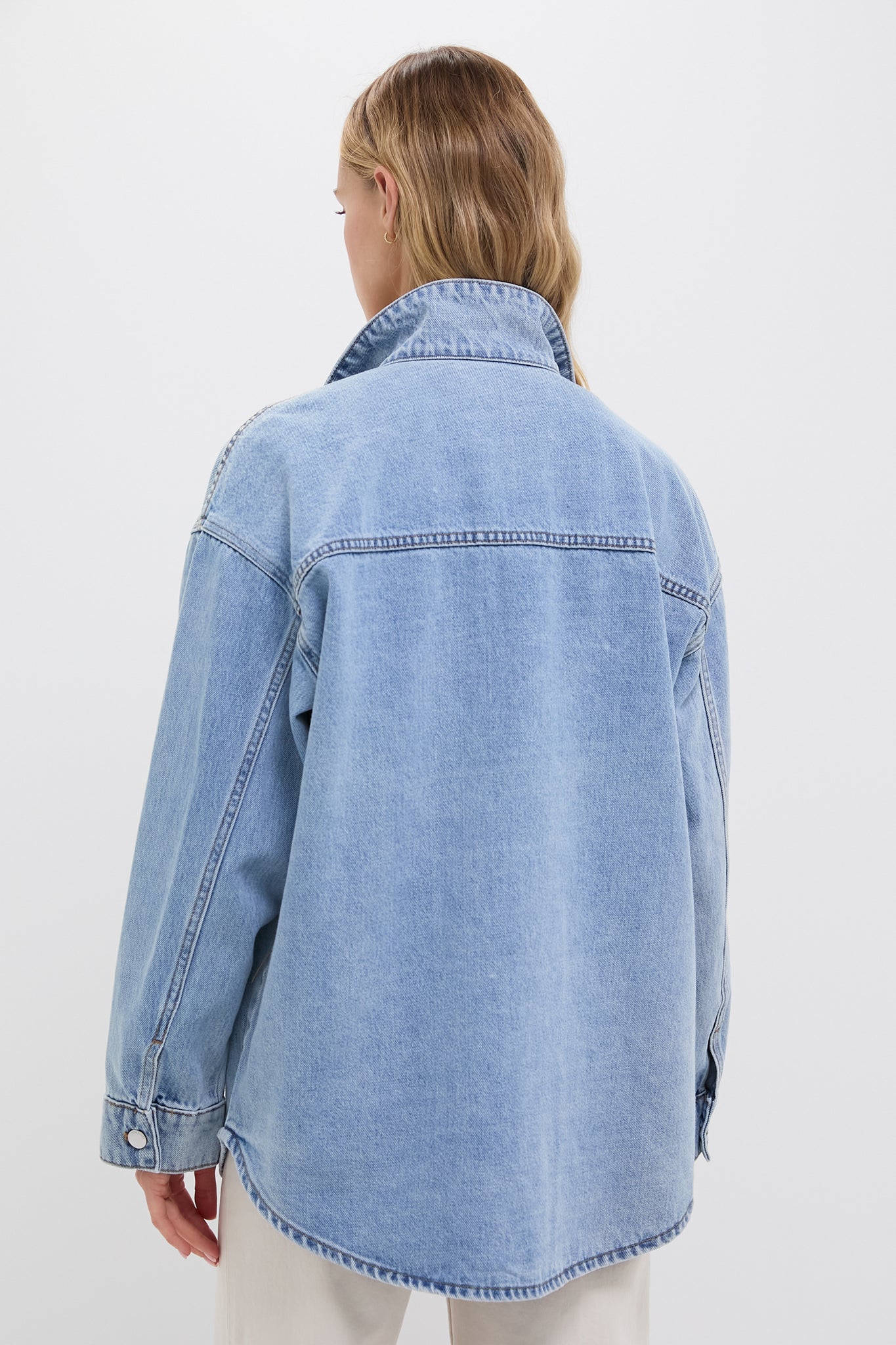 90s Blue Organic Denim Overshirt - Image 4