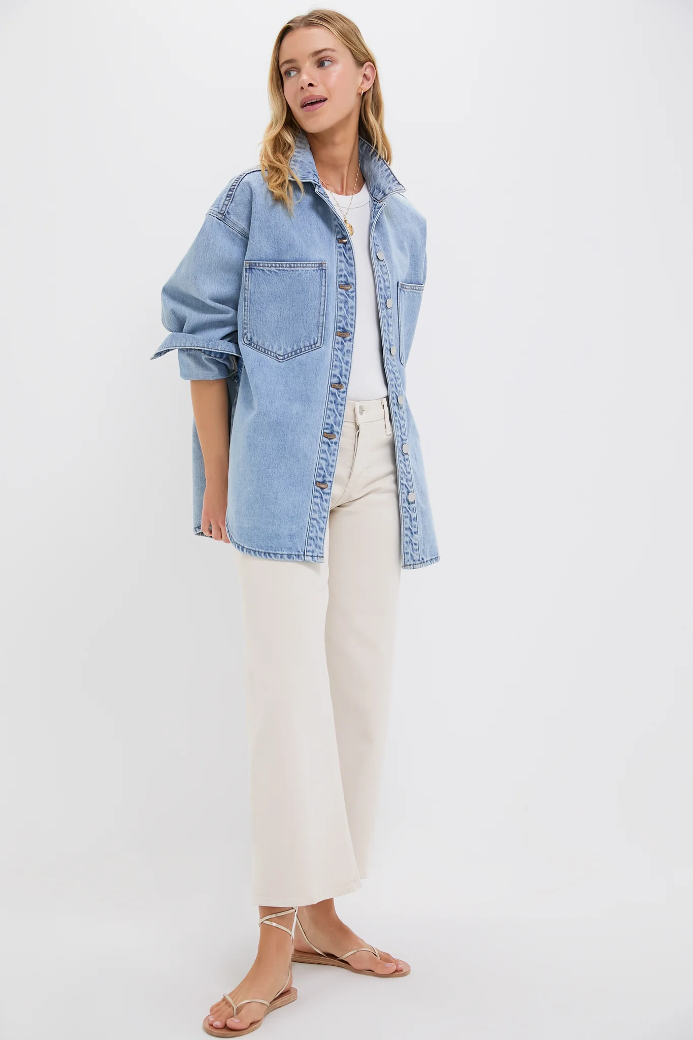 90s Blue Organic Denim Overshirt - Image 6