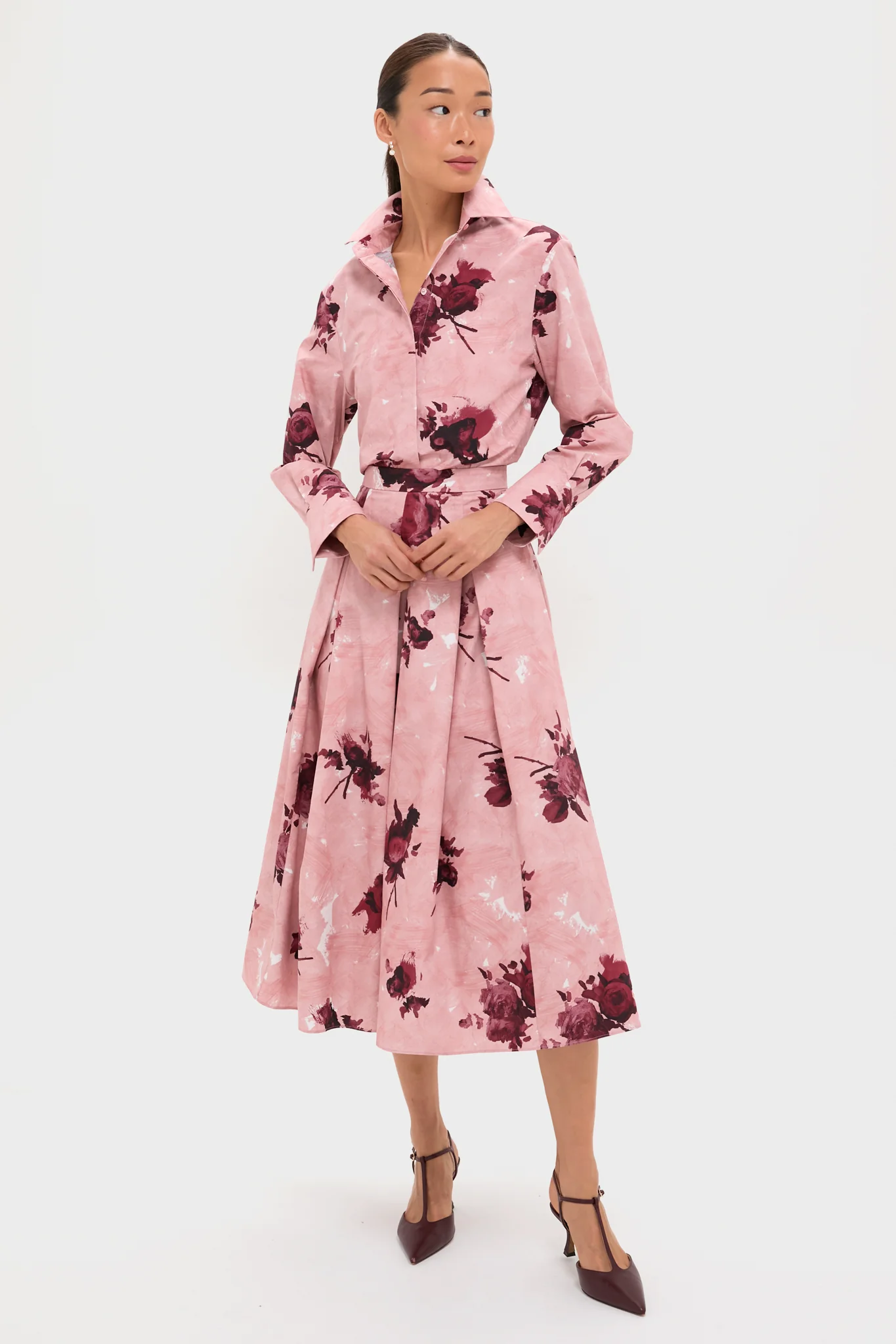 Abstract Rose Slipper Pink Long Sleeve Shirt - Image 6