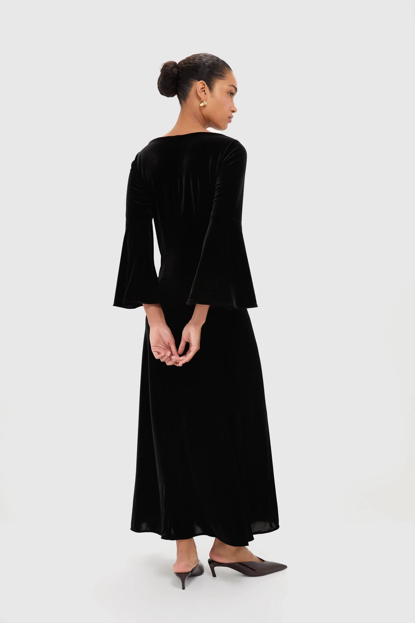 Accademia Black Velvet Bell Sleeve Catherine Maxi Dress - Image 5