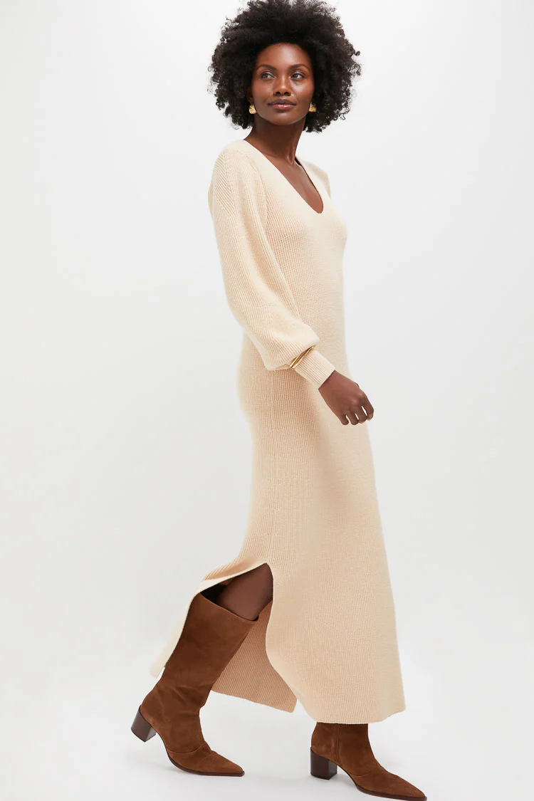 Almond Knit Anya Midi Dress - Image 3