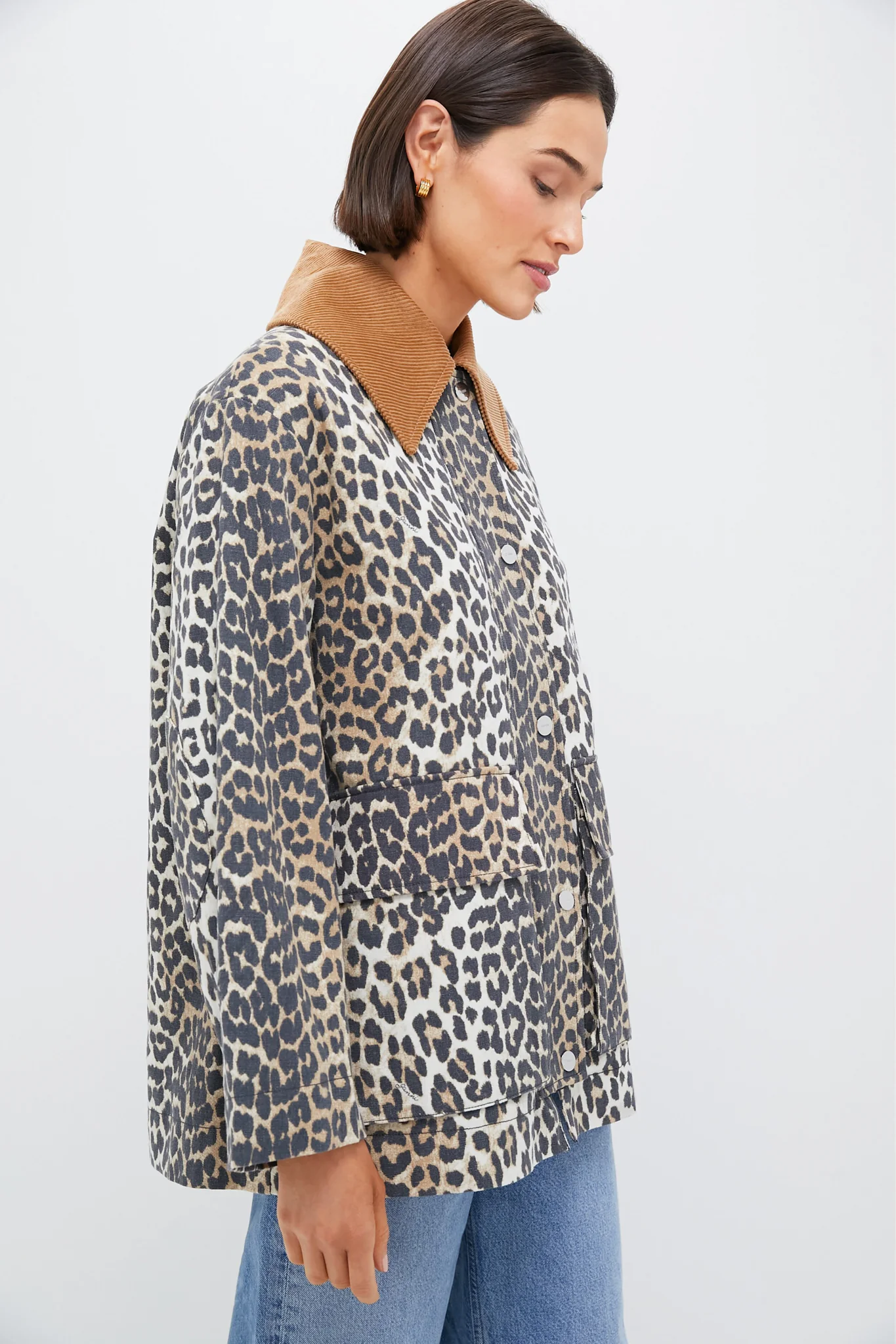 Almond Milk Printed Canvas Midi Jacket - Image 3