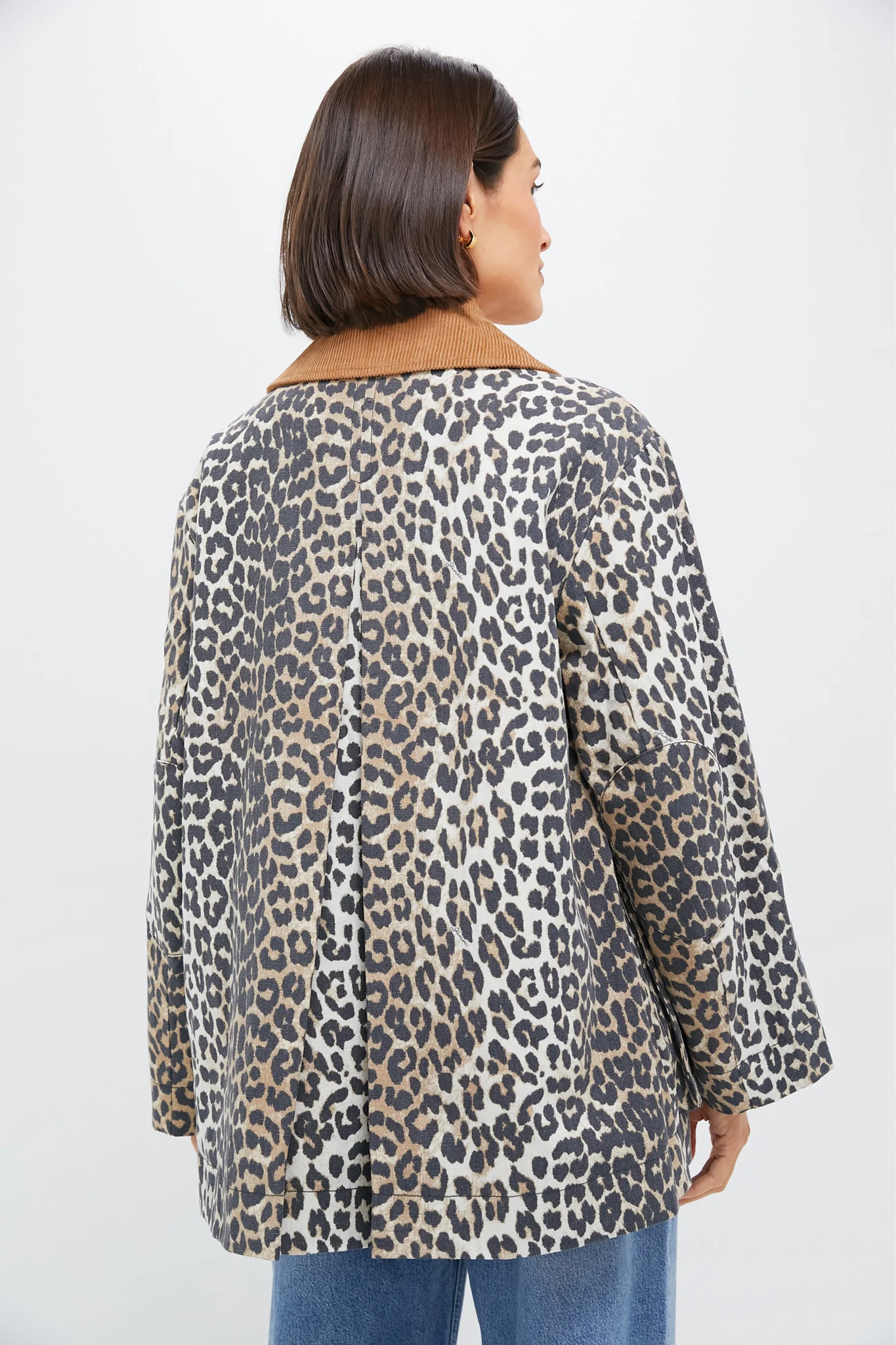 Almond Milk Printed Canvas Midi Jacket - Image 4