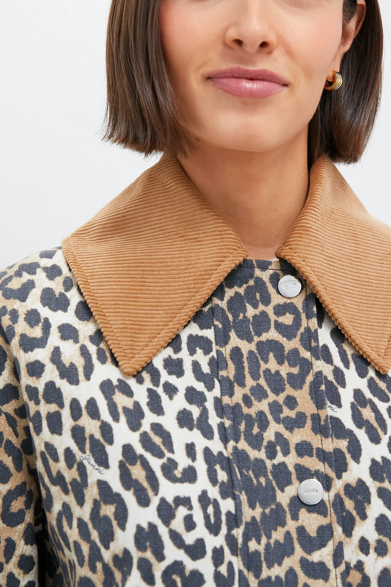 Almond Milk Printed Canvas Midi Jacket - Image 5