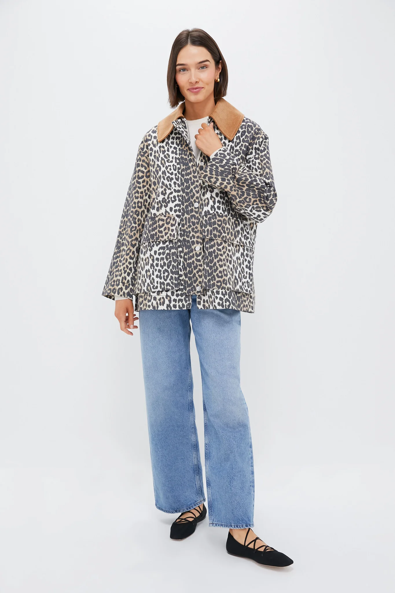 Almond Milk Printed Canvas Midi Jacket - Image 6