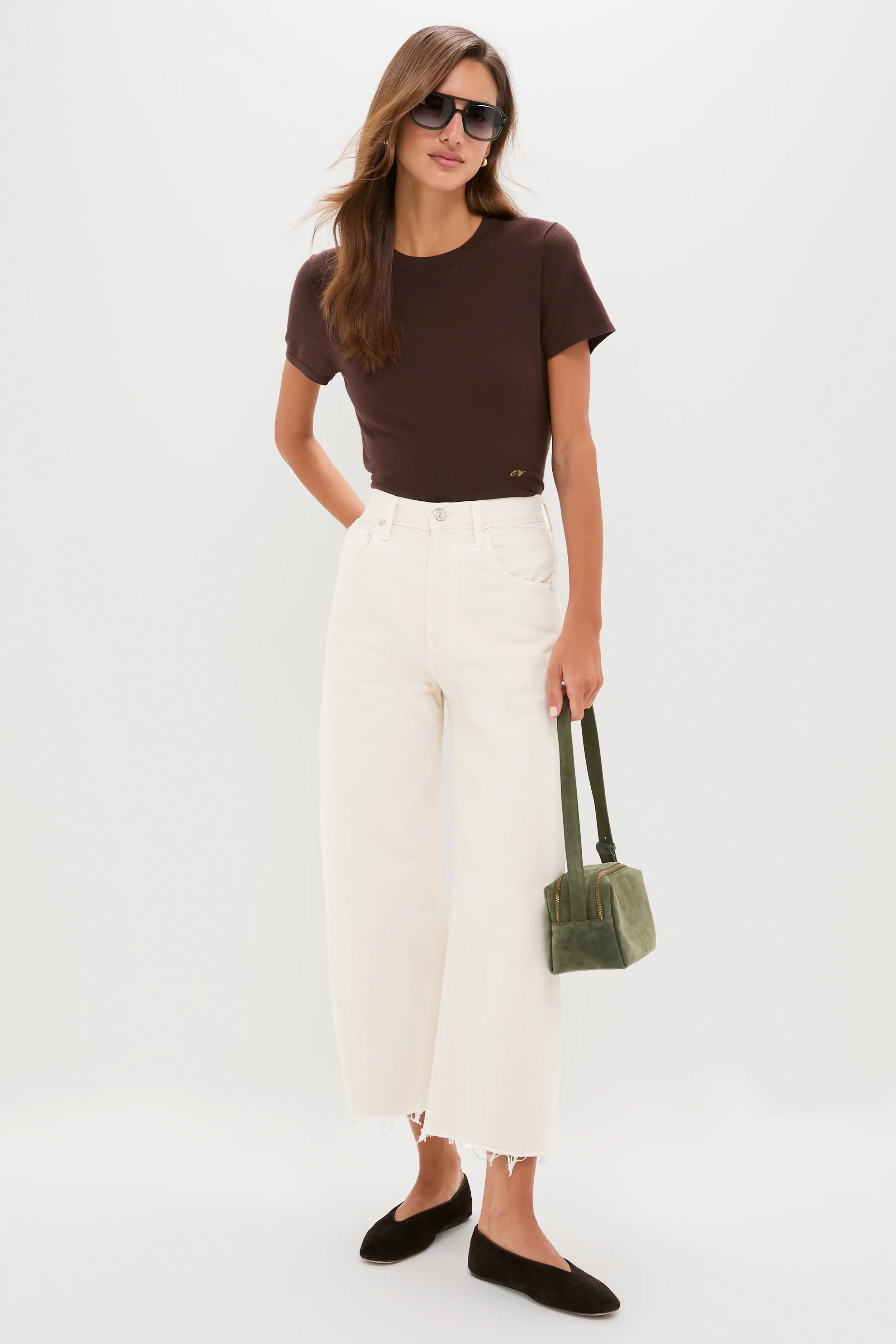 Almondette Ayla Raw Hem Crop - Image 2
