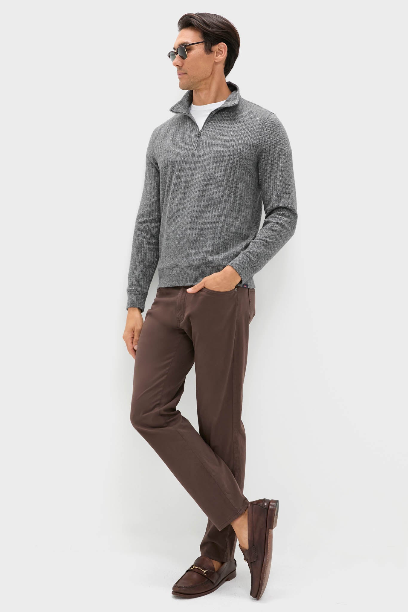 Alpine Gray Herringbone Legend Sweater Quarter Zip - Image 2