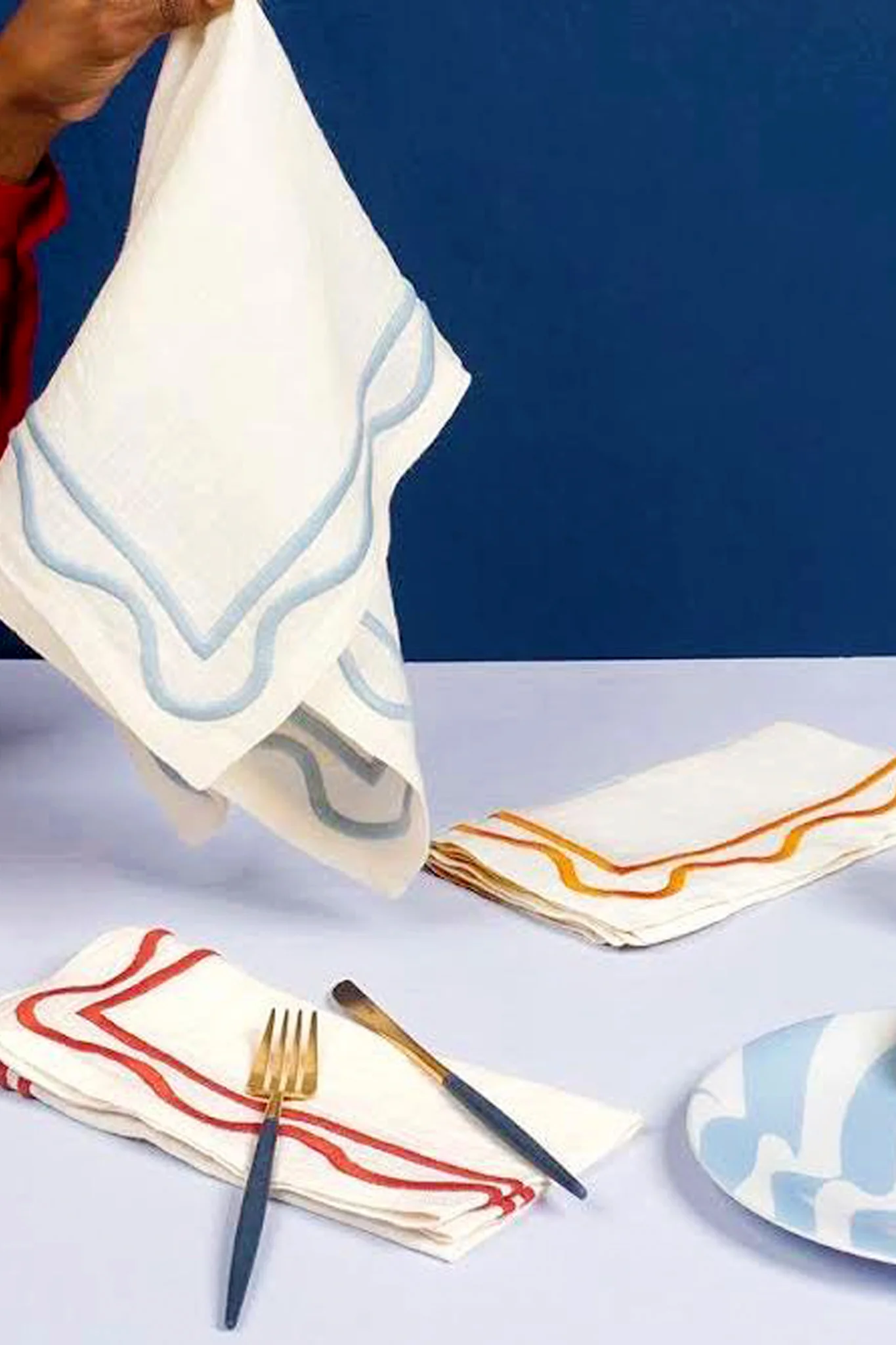 Amber Colorblock Embroidered Napkins - Image 2