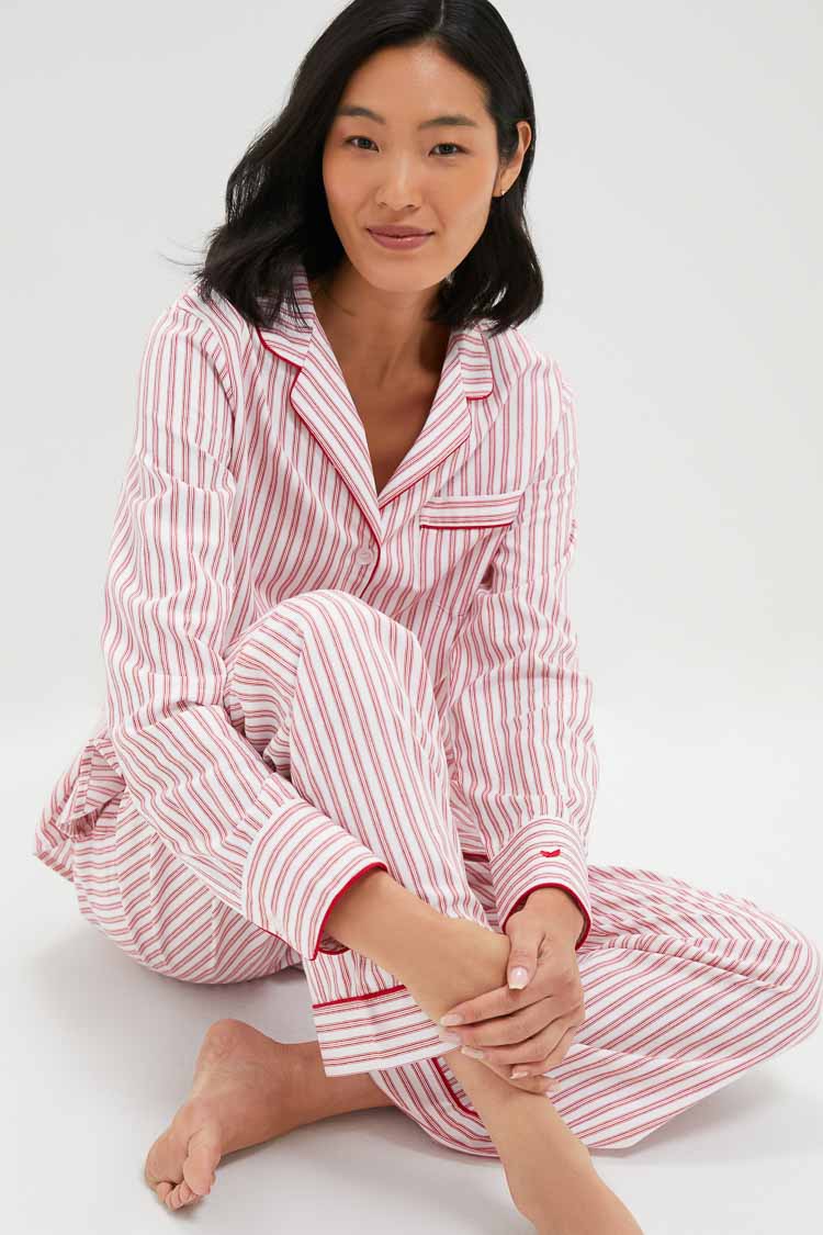 Antique Red Ticking Long Sleeve Pants Set - Image 2