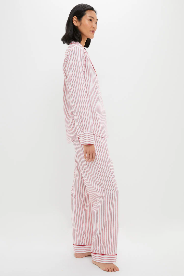 Antique Red Ticking Long Sleeve Pants Set - Image 3