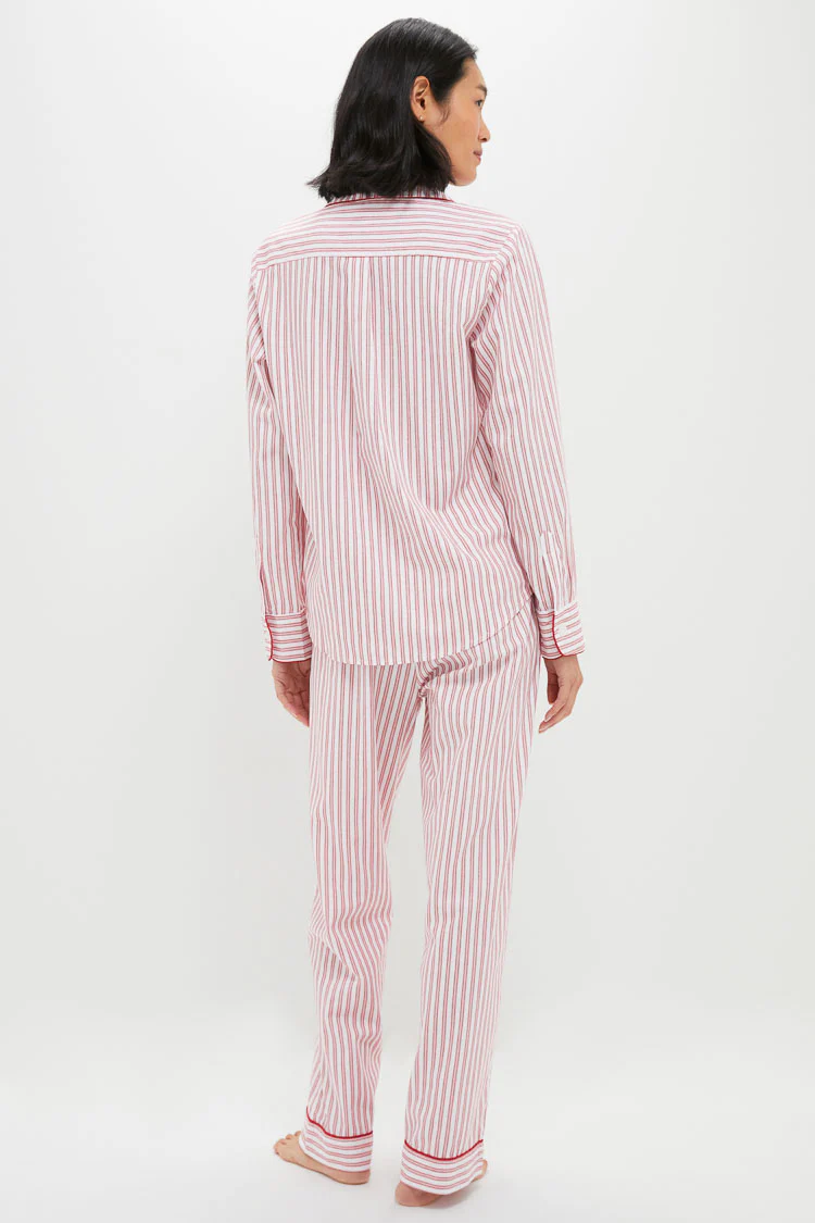 Antique Red Ticking Long Sleeve Pants Set - Image 4