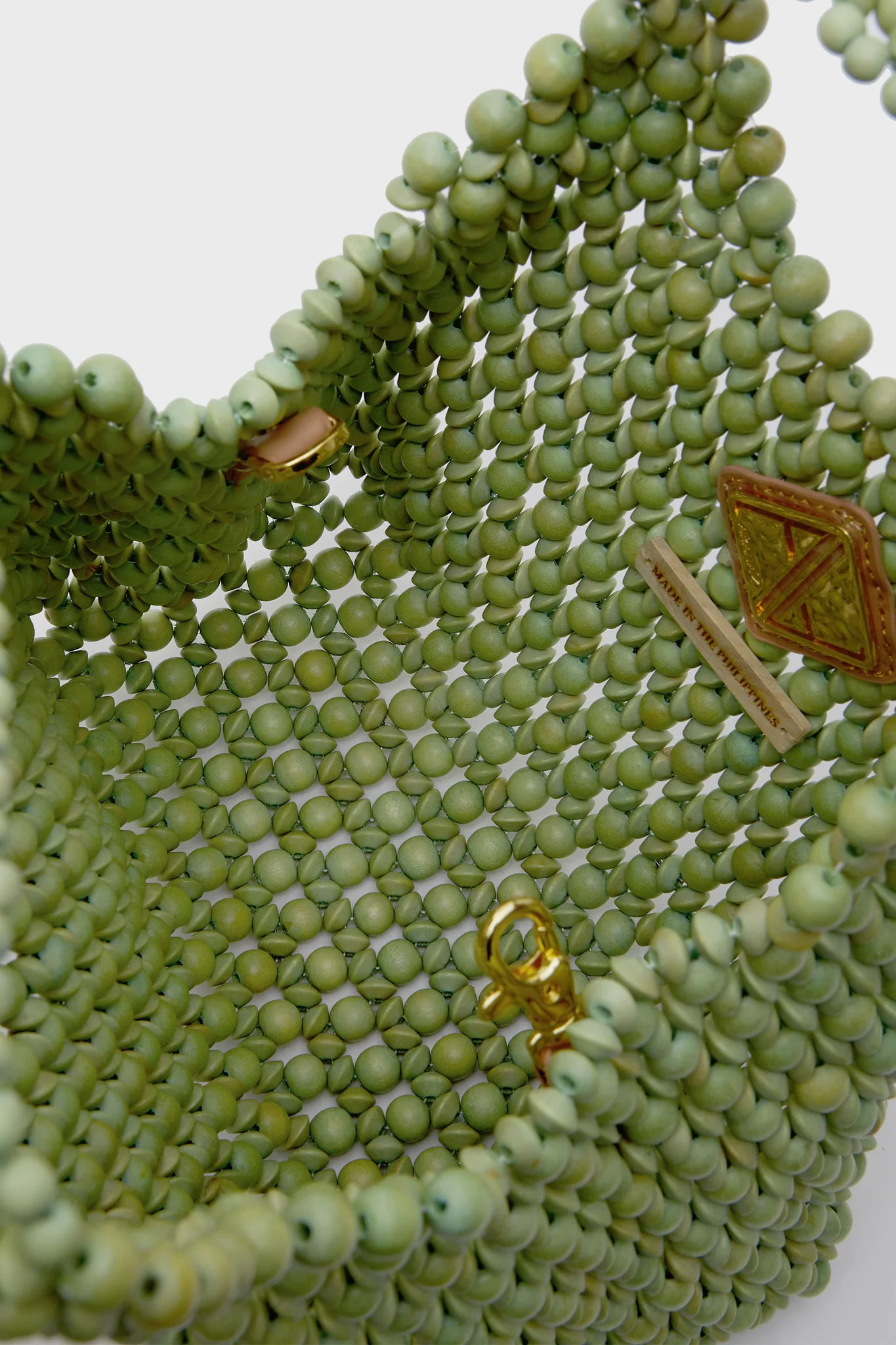 Apple Green and Cream Flower Trapezoid Flora Bag - Image 5