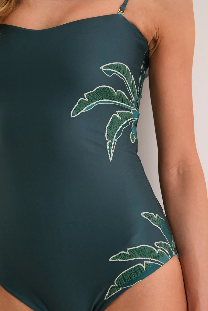 Aquamarine Palms Esteros hand Embroidered One Piece - Image 5