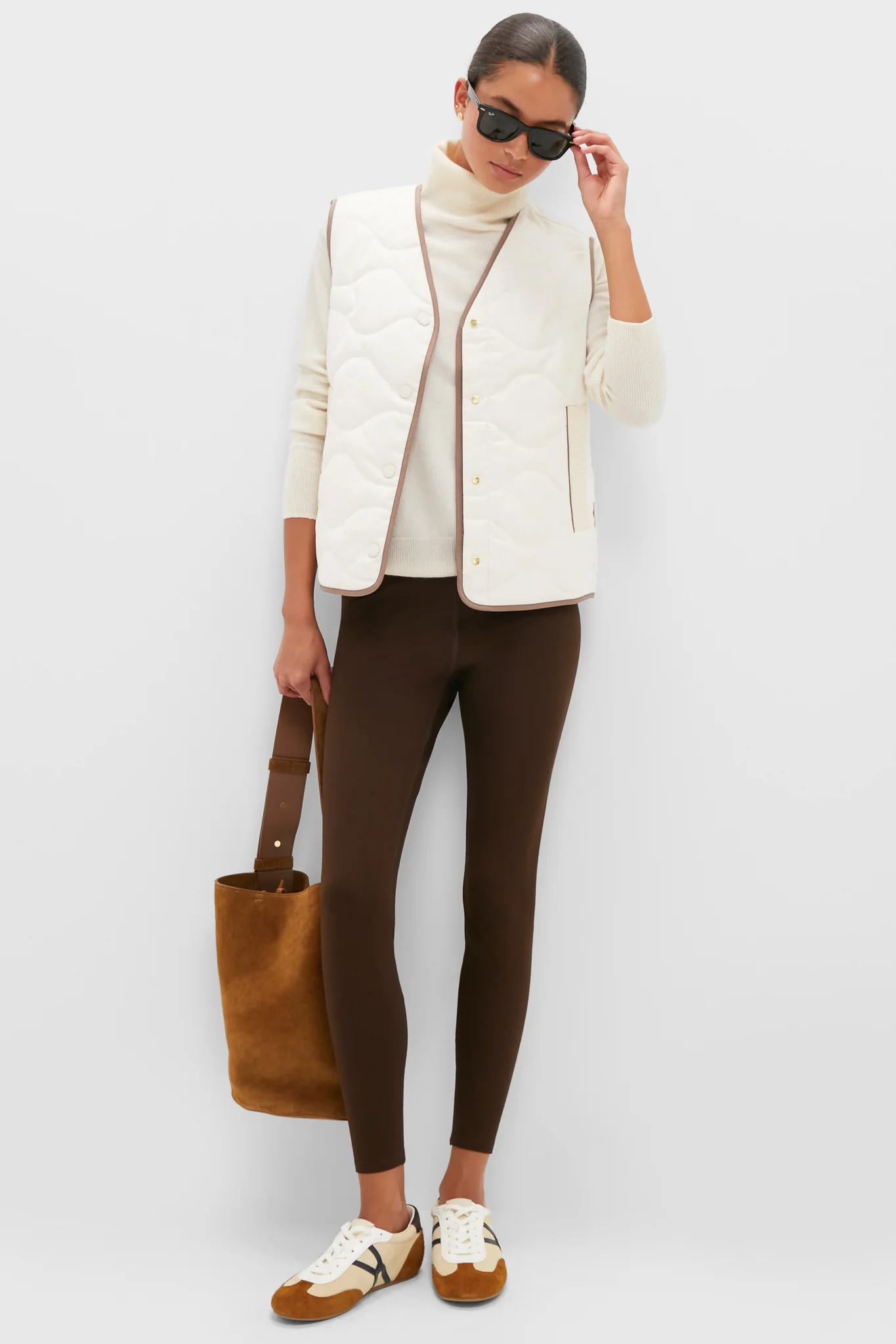 Ash Taupe and Birch Lori Reversible Gilet - Image 2