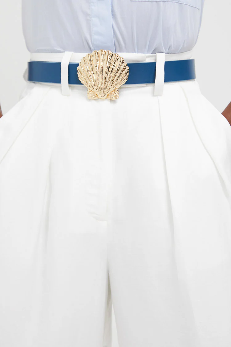 Atlantic Navy and Chambray Reversible Leather Belt - Image 2