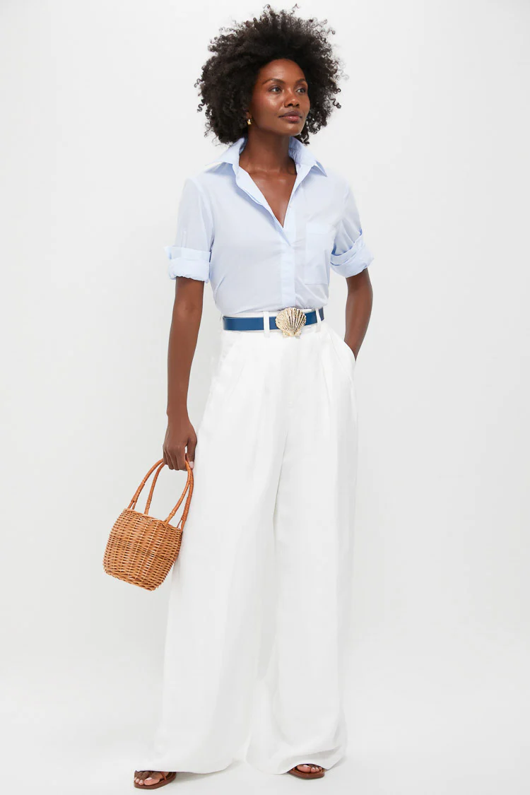 Atlantic Navy and Chambray Reversible Leather Belt - Image 3