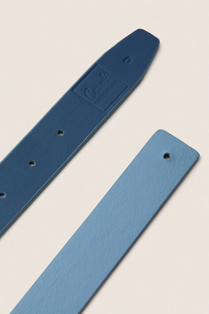 Atlantic Navy and Chambray Reversible Leather Belt - Image 4