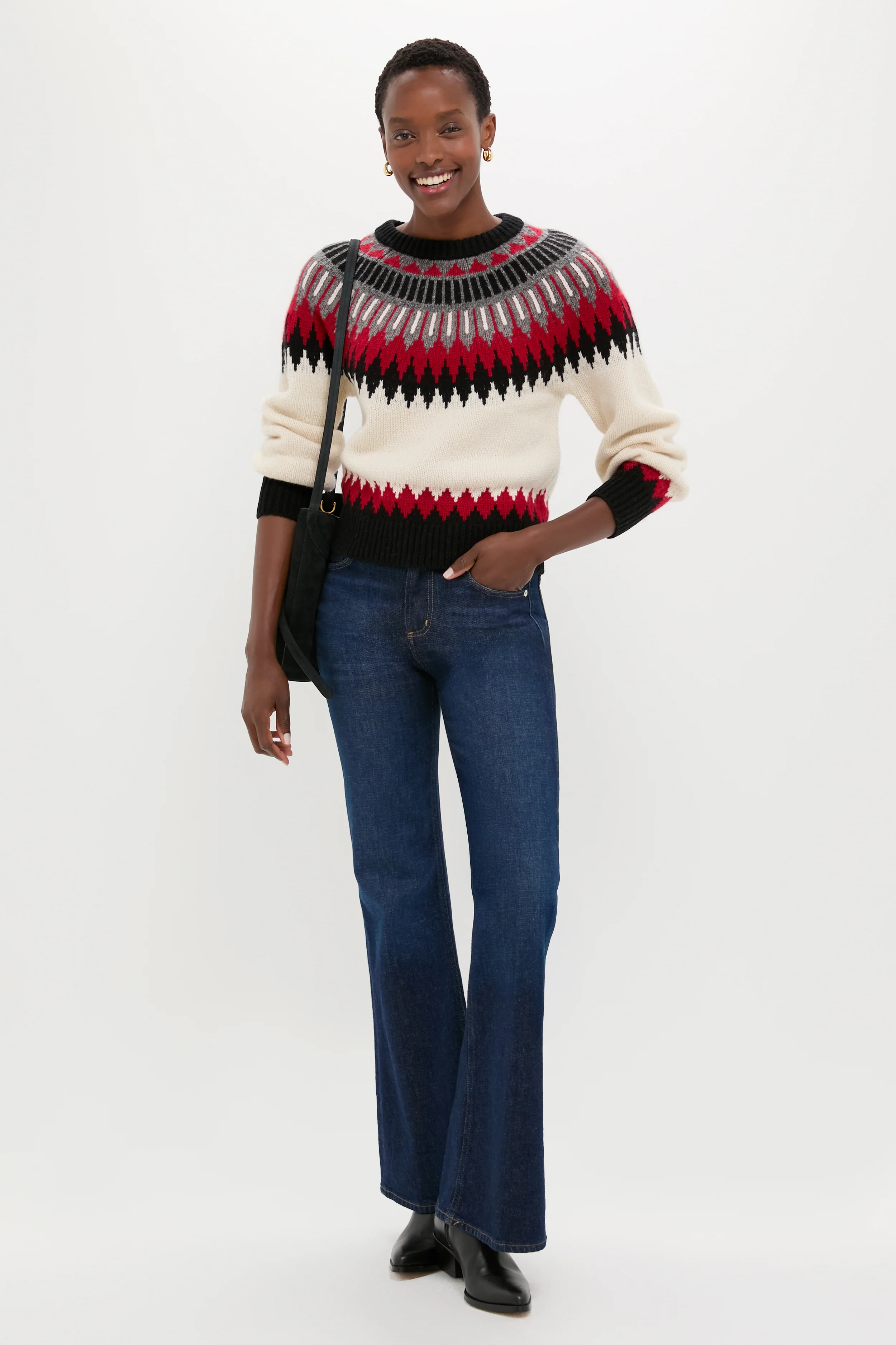 Authentic Cream Fairisle Multi Crewneck Sweater - Image 2