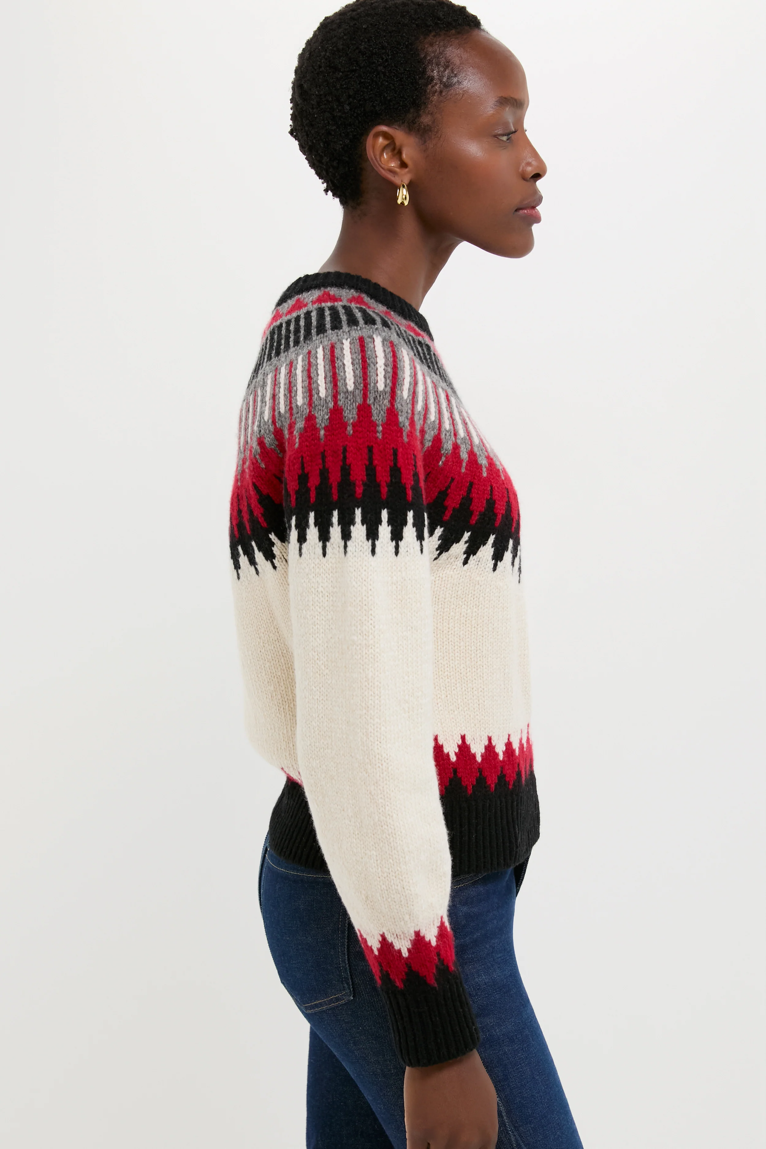 Authentic Cream Fairisle Multi Crewneck Sweater - Image 3