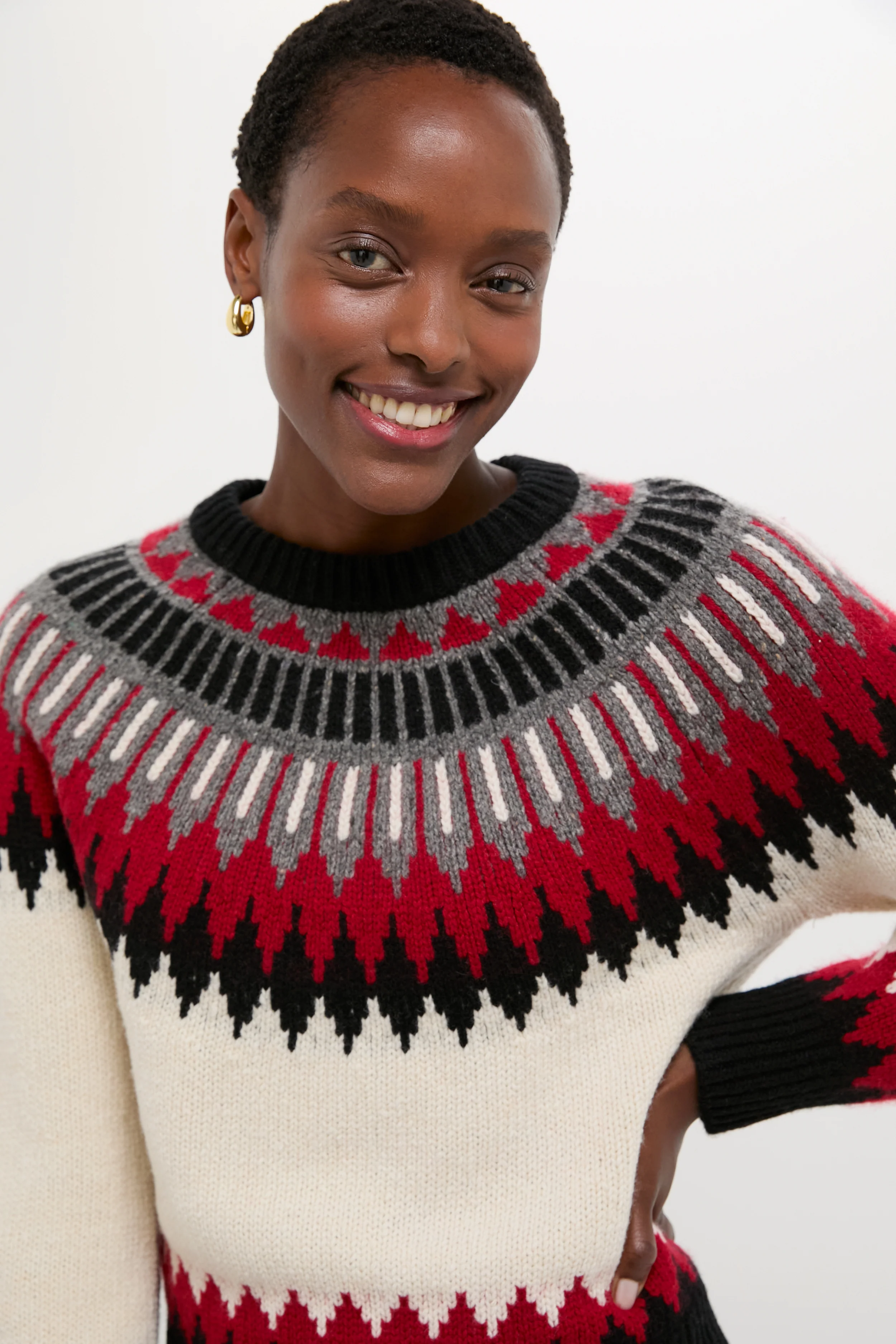 Authentic Cream Fairisle Multi Crewneck Sweater - Image 5