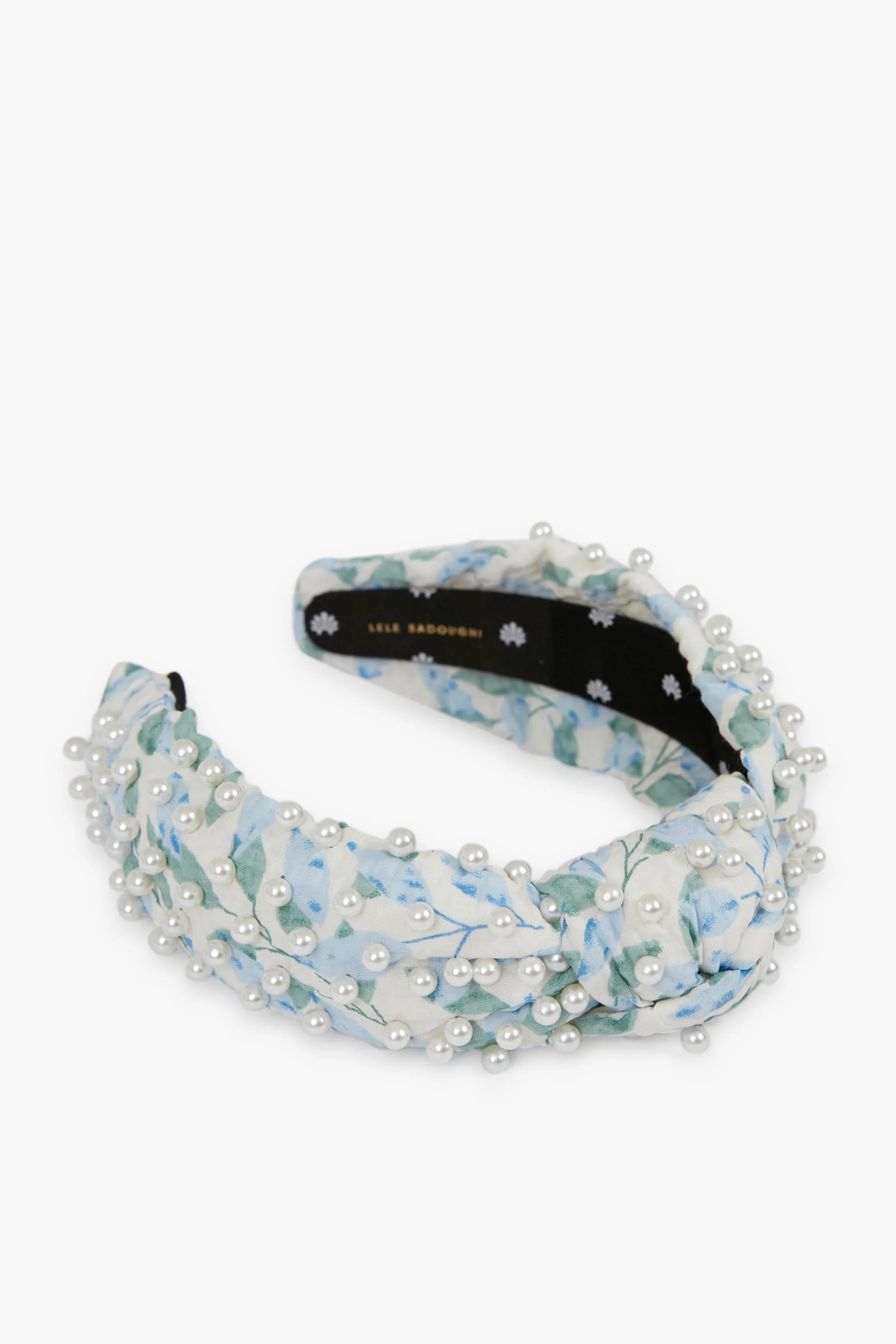 Azure Floral Pearl Knotted Headband