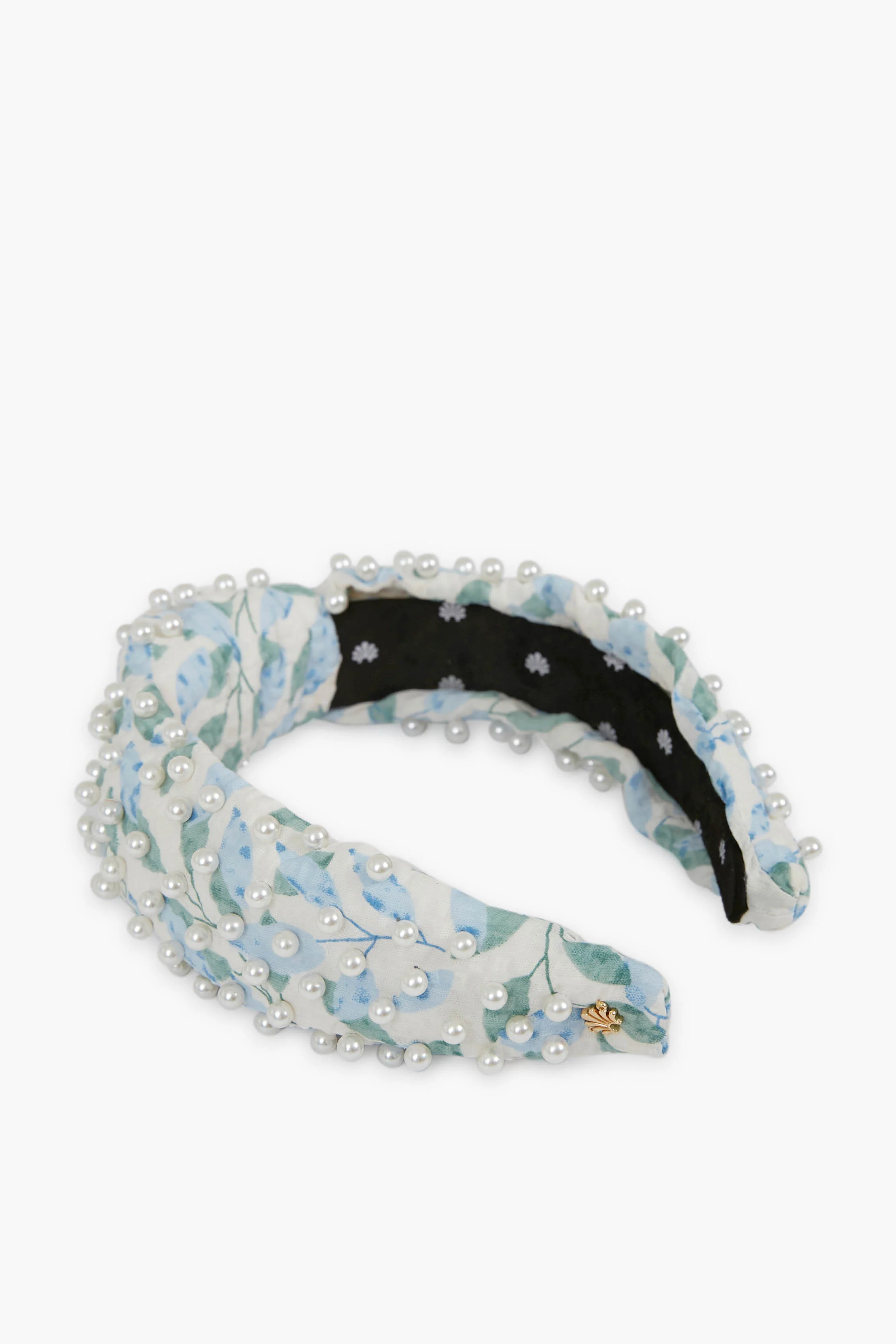 Azure Floral Pearl Knotted Headband - Image 2