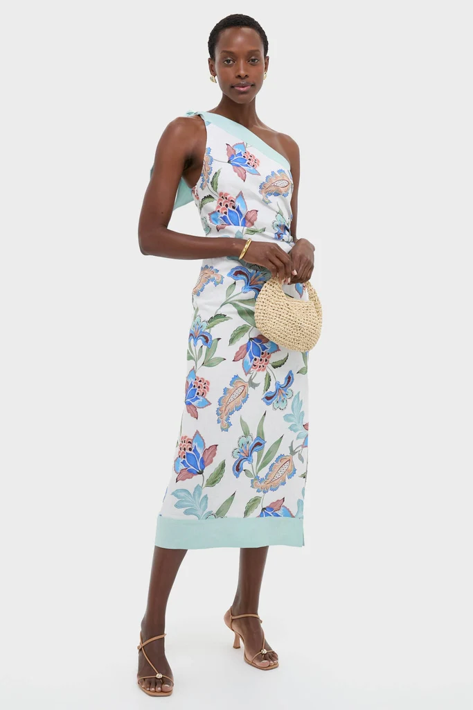 Azure One-Shoulder Midi Dress - Image 3