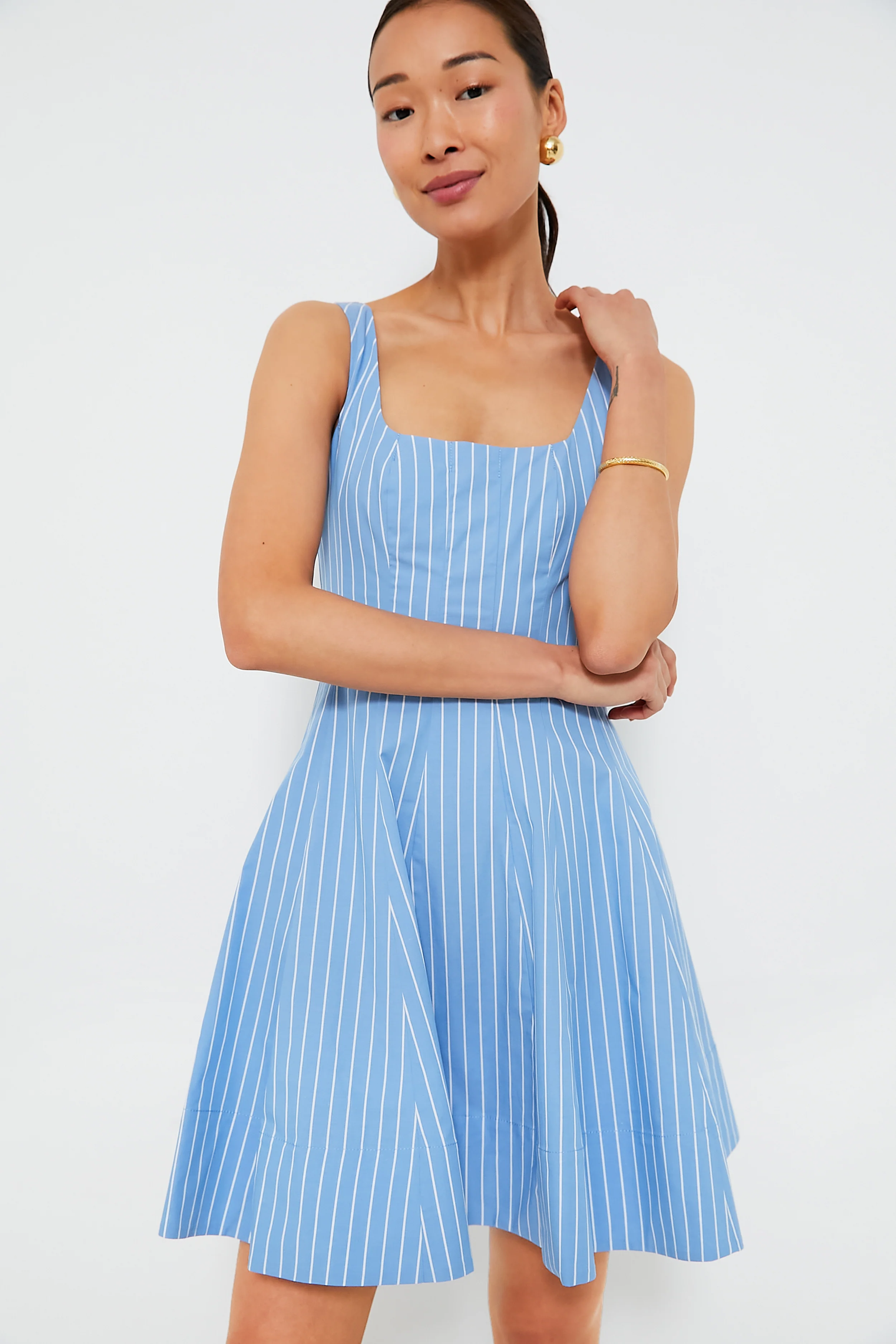 Azure Pinstripe Mini Wells Dress - Image 3