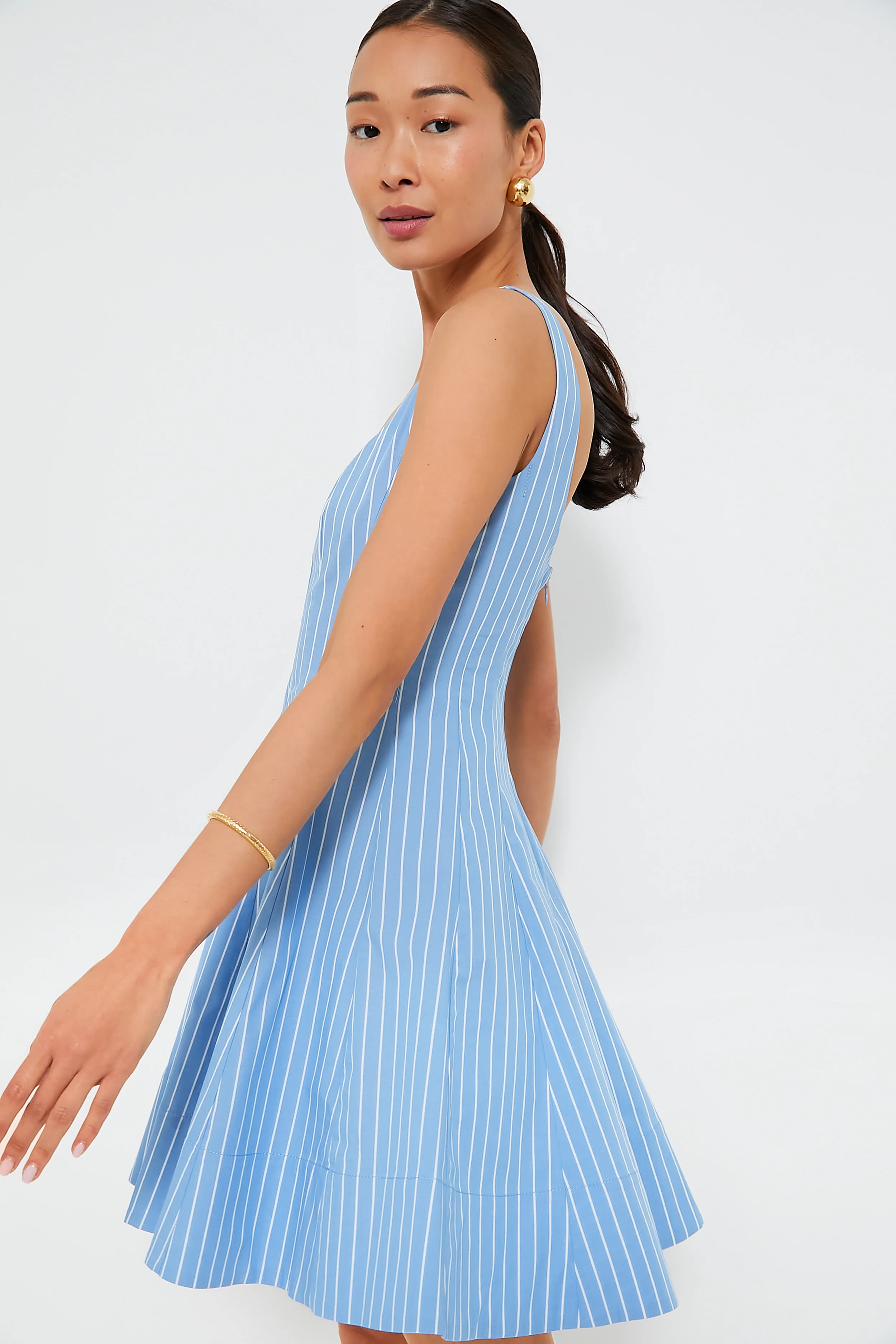 Azure Pinstripe Mini Wells Dress - Image 4