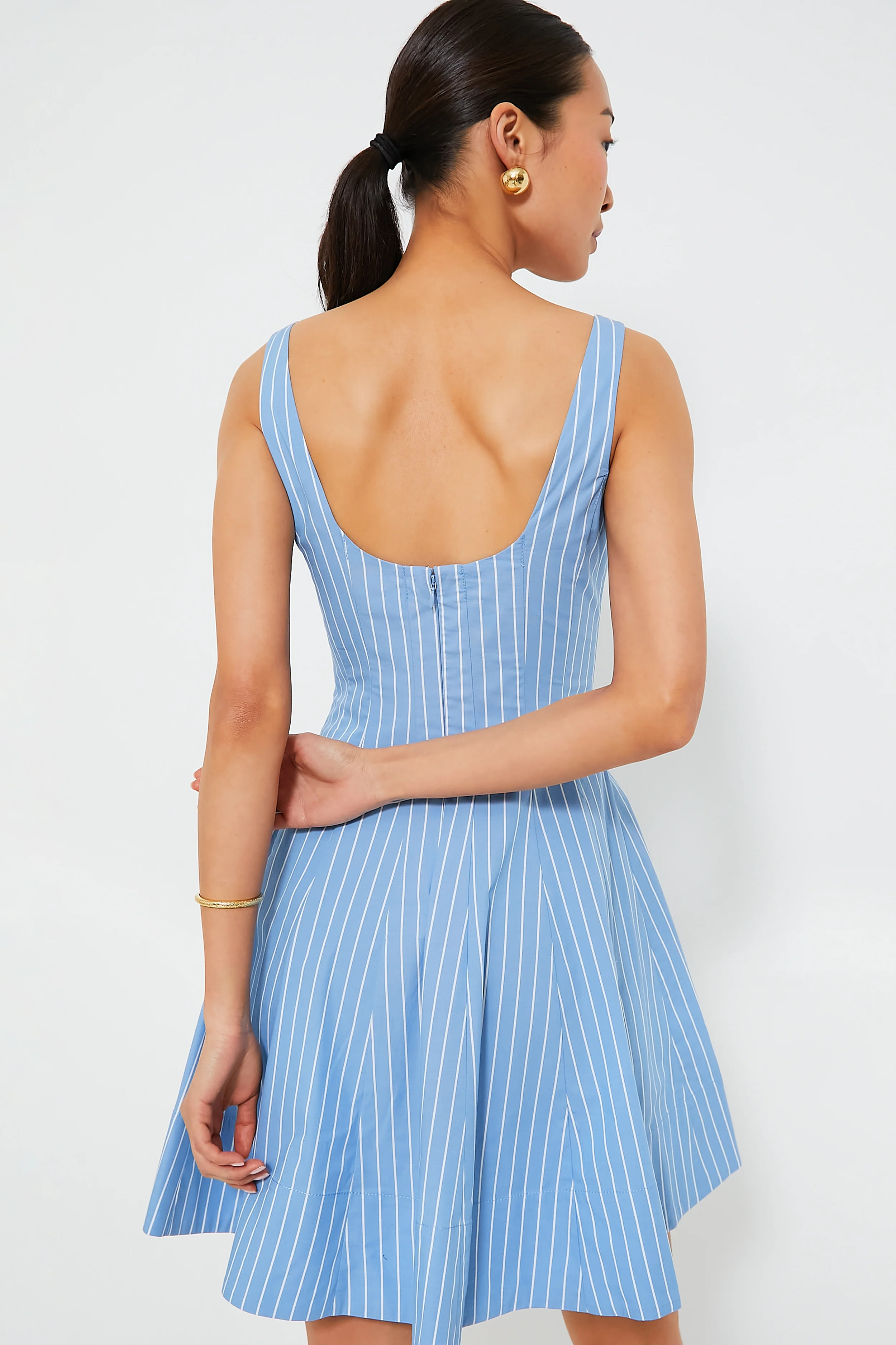 Azure Pinstripe Mini Wells Dress - Image 5