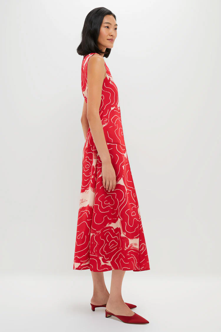 Barn Red Rose Printed Classic Bennet Dress - Image 3