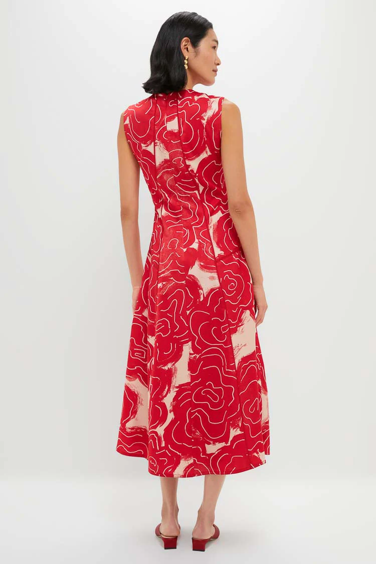 Barn Red Rose Printed Classic Bennet Dress - Image 4