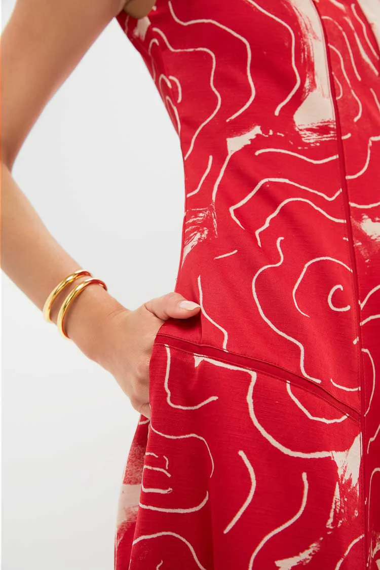 Barn Red Rose Printed Classic Bennet Dress - Image 5