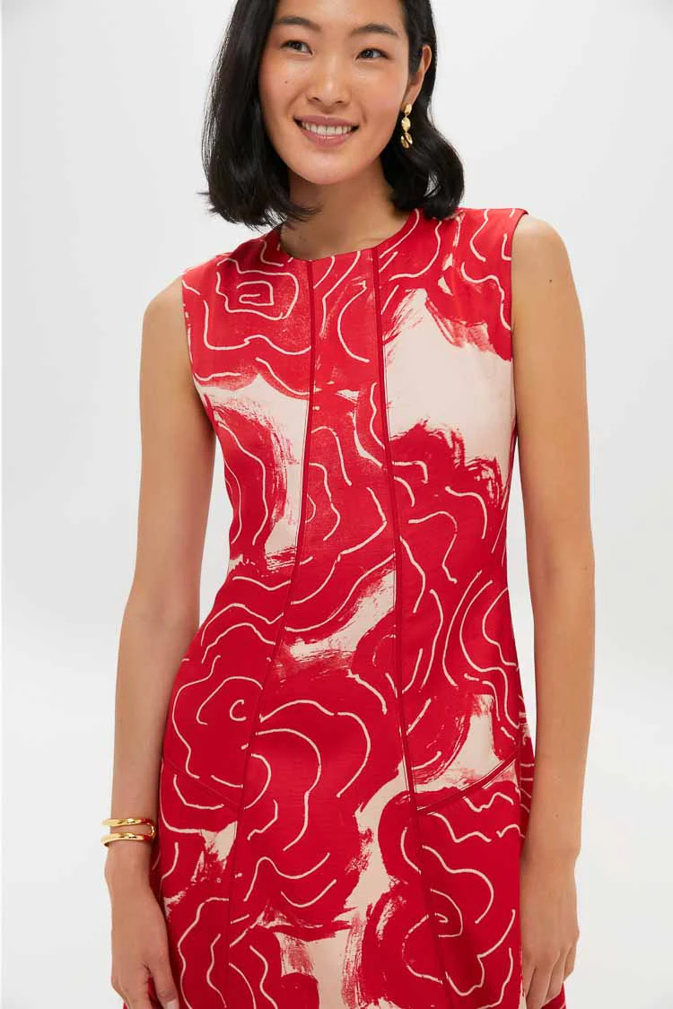 Barn Red Rose Printed Classic Bennet Dress - Image 6