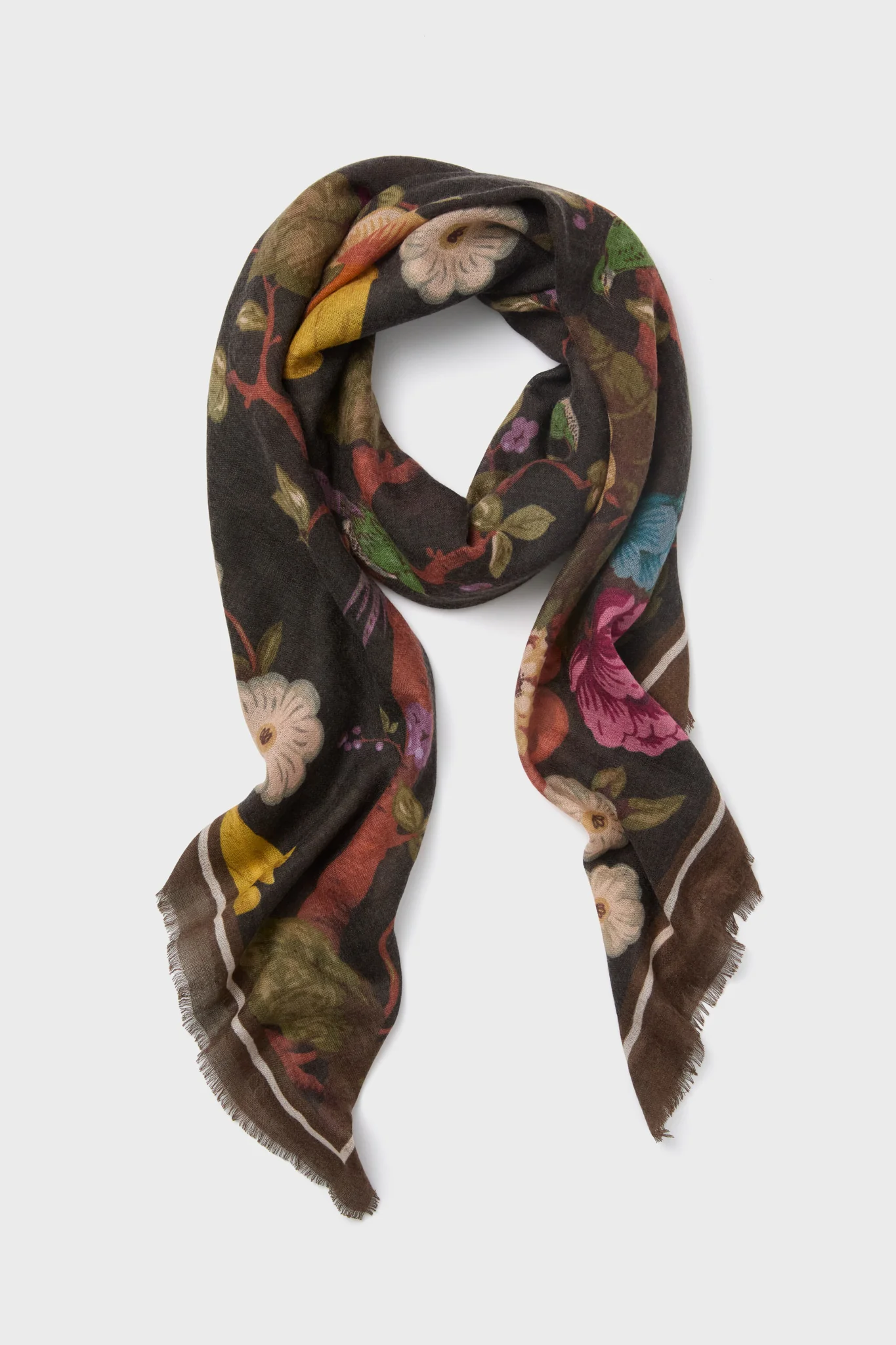 Baroque Floral Silk Cashmere Blend Large Scarf - Image 5