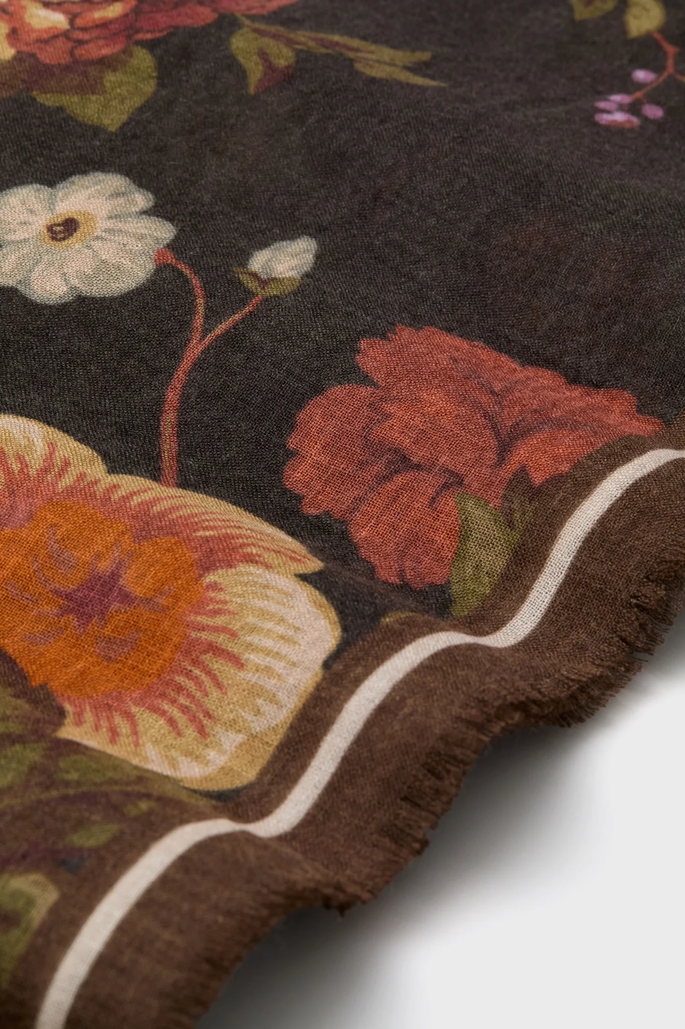 Baroque Floral Silk Cashmere Blend Large Scarf - Image 6