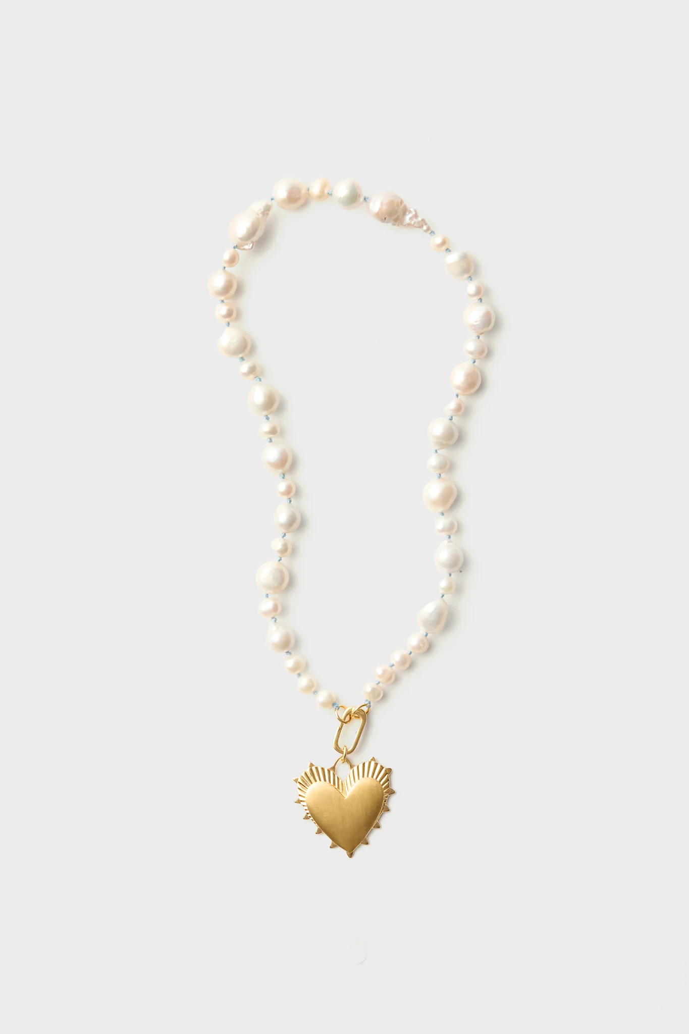 Baroque Pearl Necklace with Heart of Gold Charm