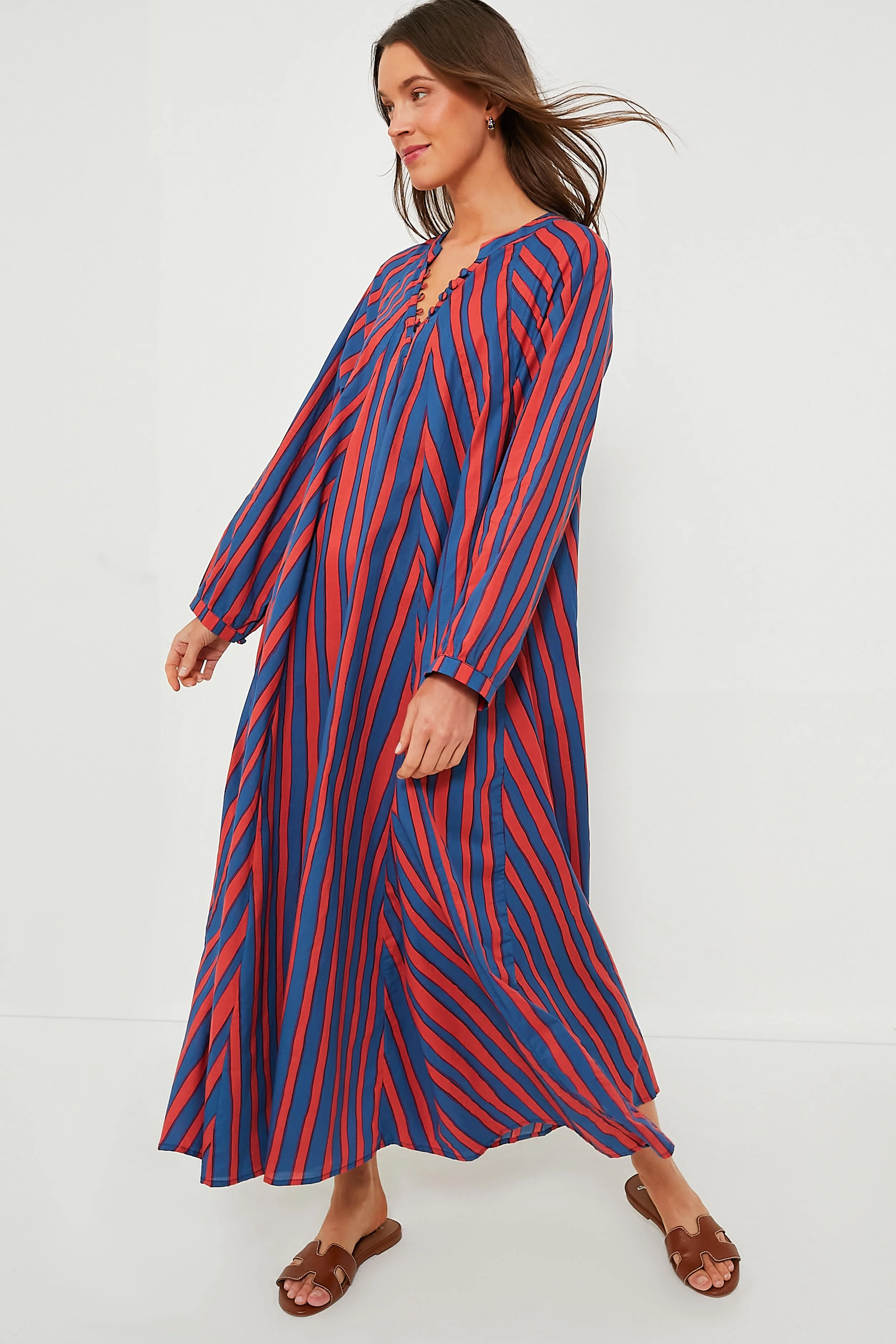 Batik Stripe Blood Orange Fiore Maxi Dress - Image 3