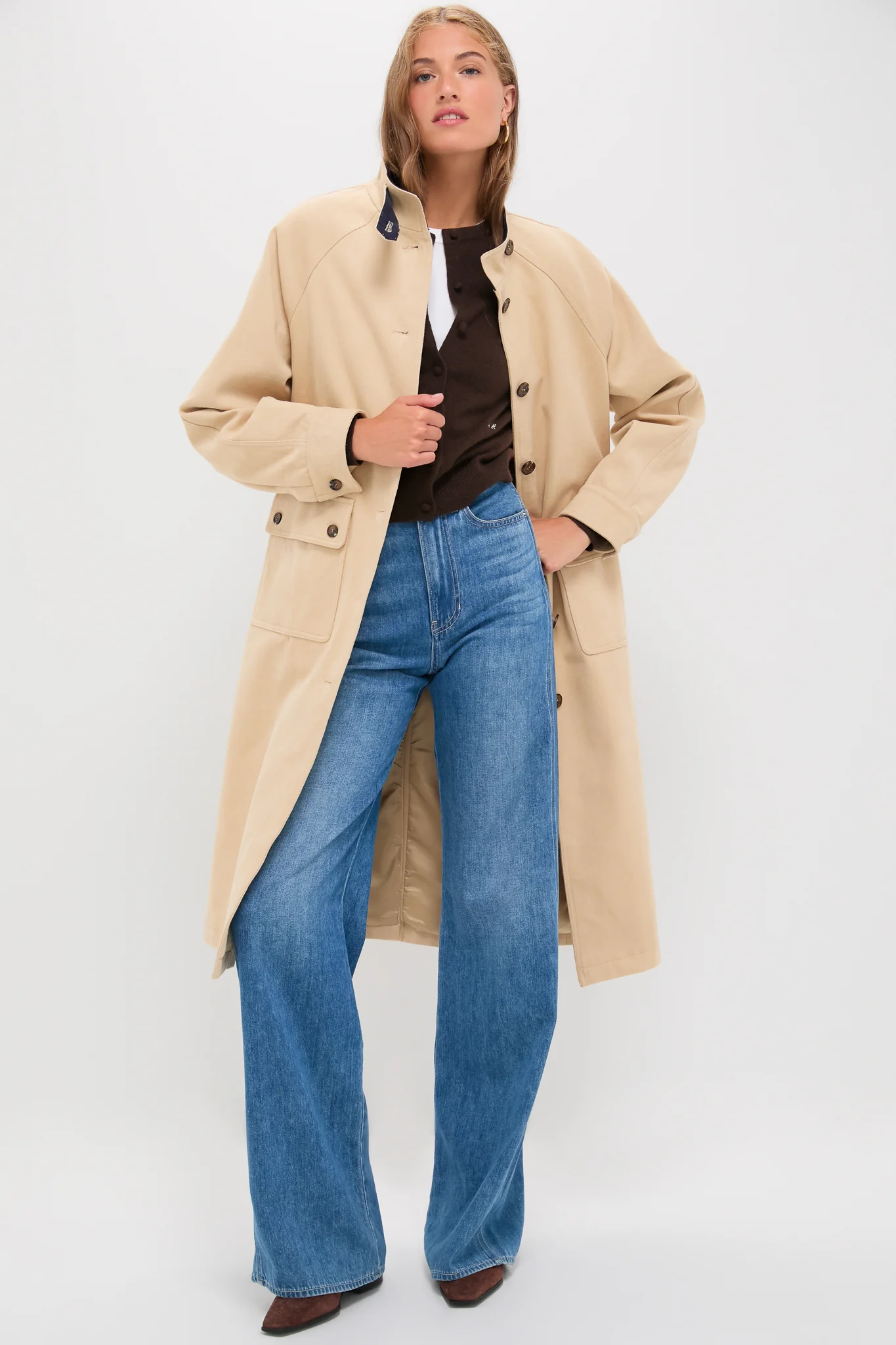 Beige and Navy Oakley Coat