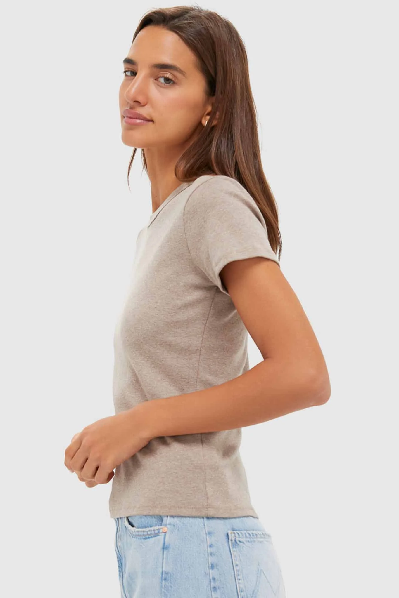 Beige Melange Nando Slim Fit Tee - Image 3