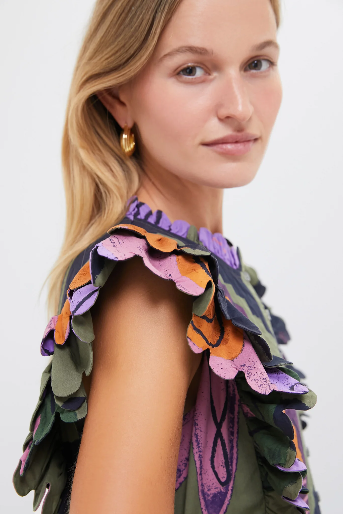 Bergen Olive Scallop Pintuck Maxi Dress - Image 6