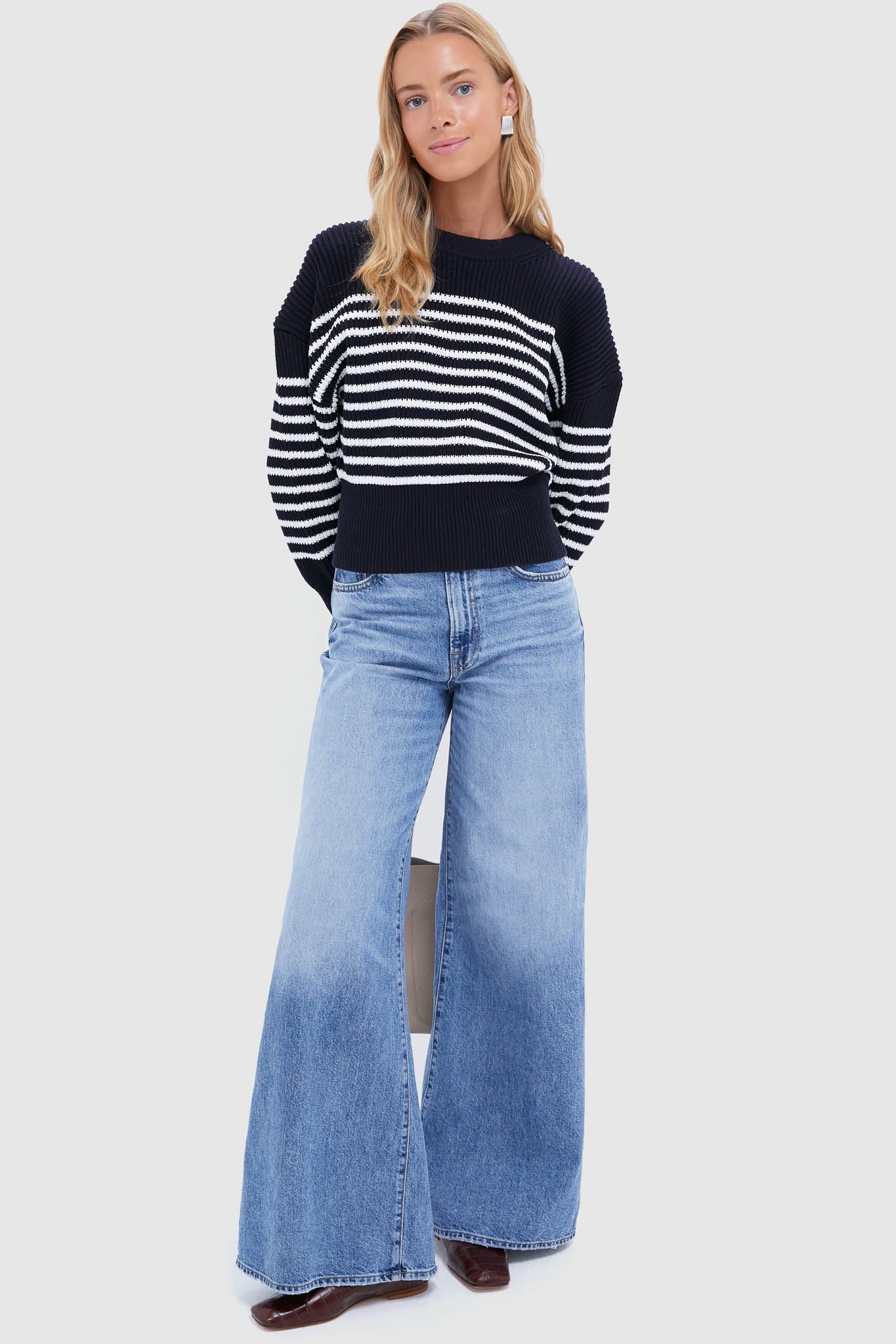 Berry Blue and White Striped Tanessa Sweater - Image 2