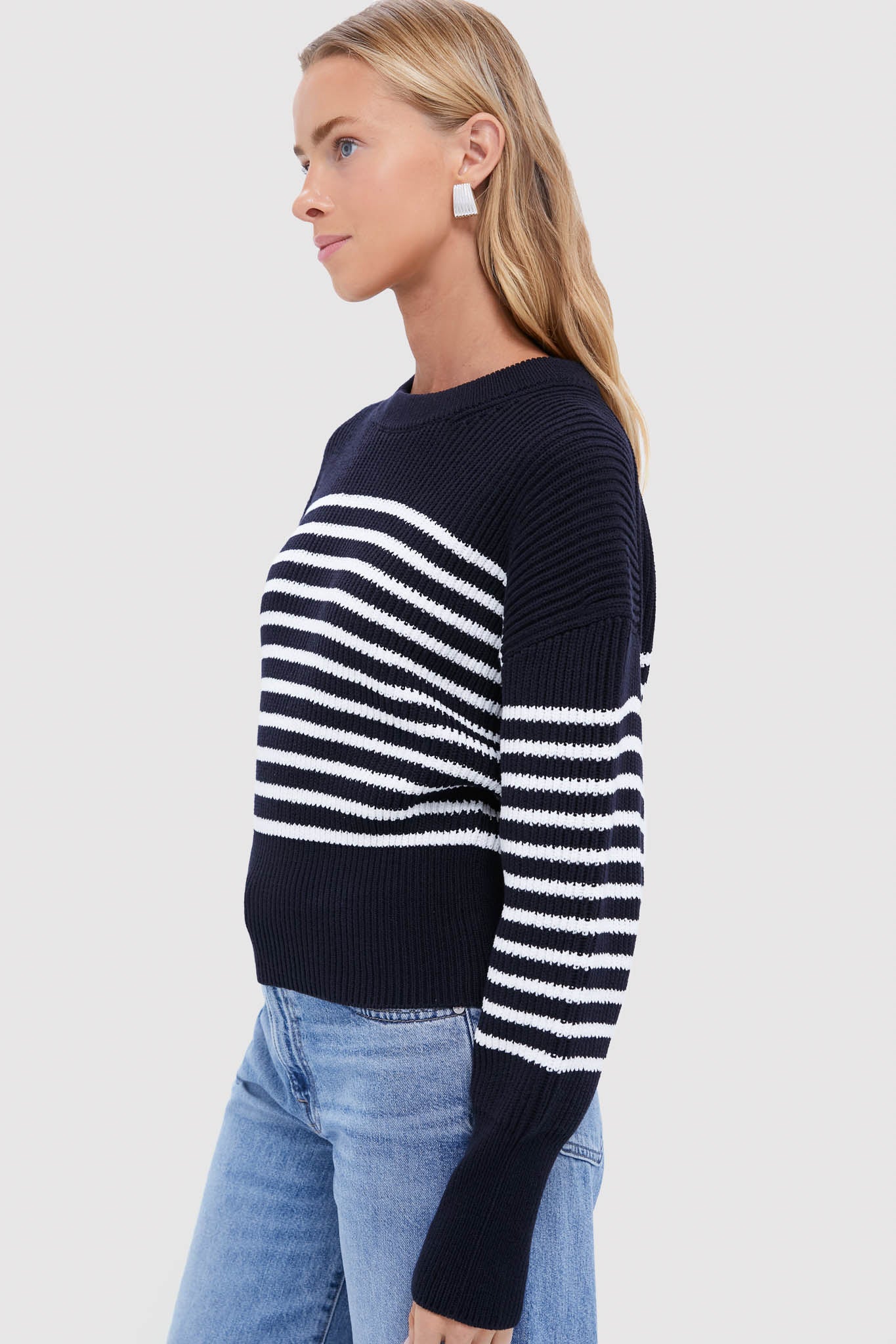 Berry Blue and White Striped Tanessa Sweater - Image 3