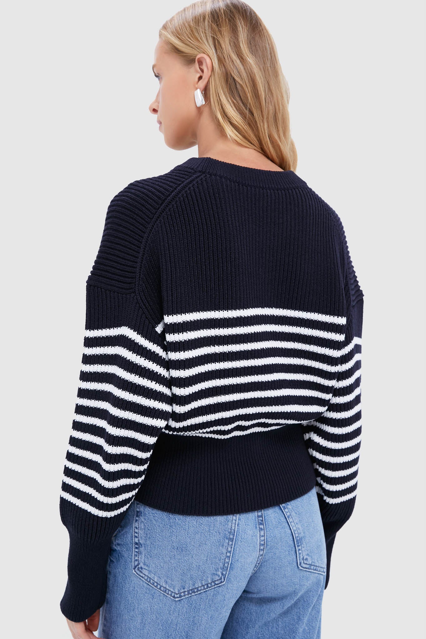Berry Blue and White Striped Tanessa Sweater - Image 4