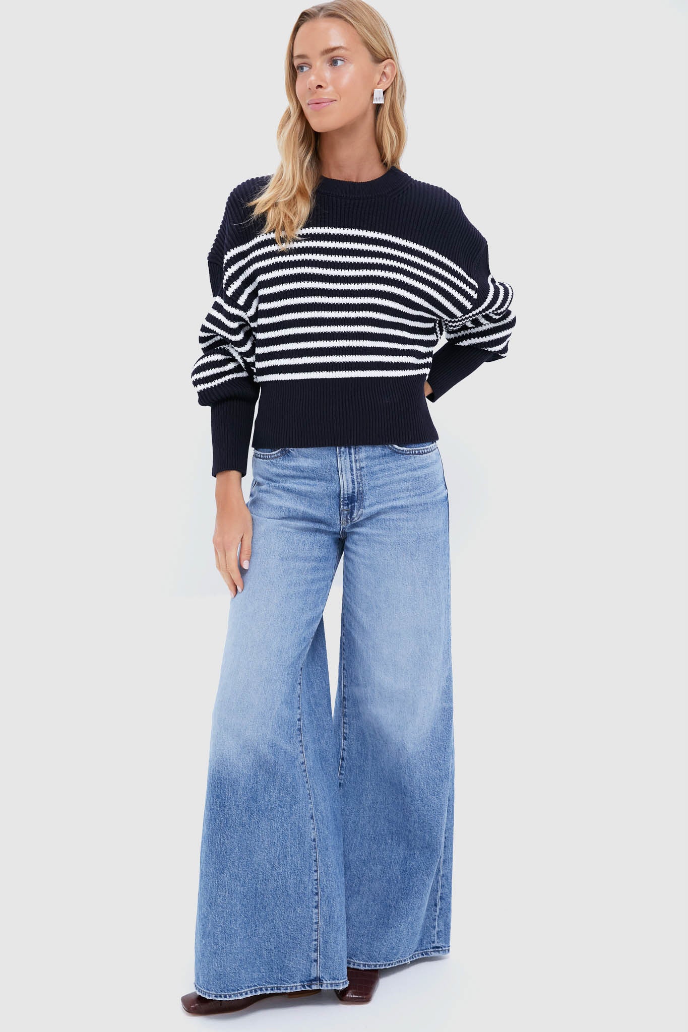 Berry Blue and White Striped Tanessa Sweater - Image 6