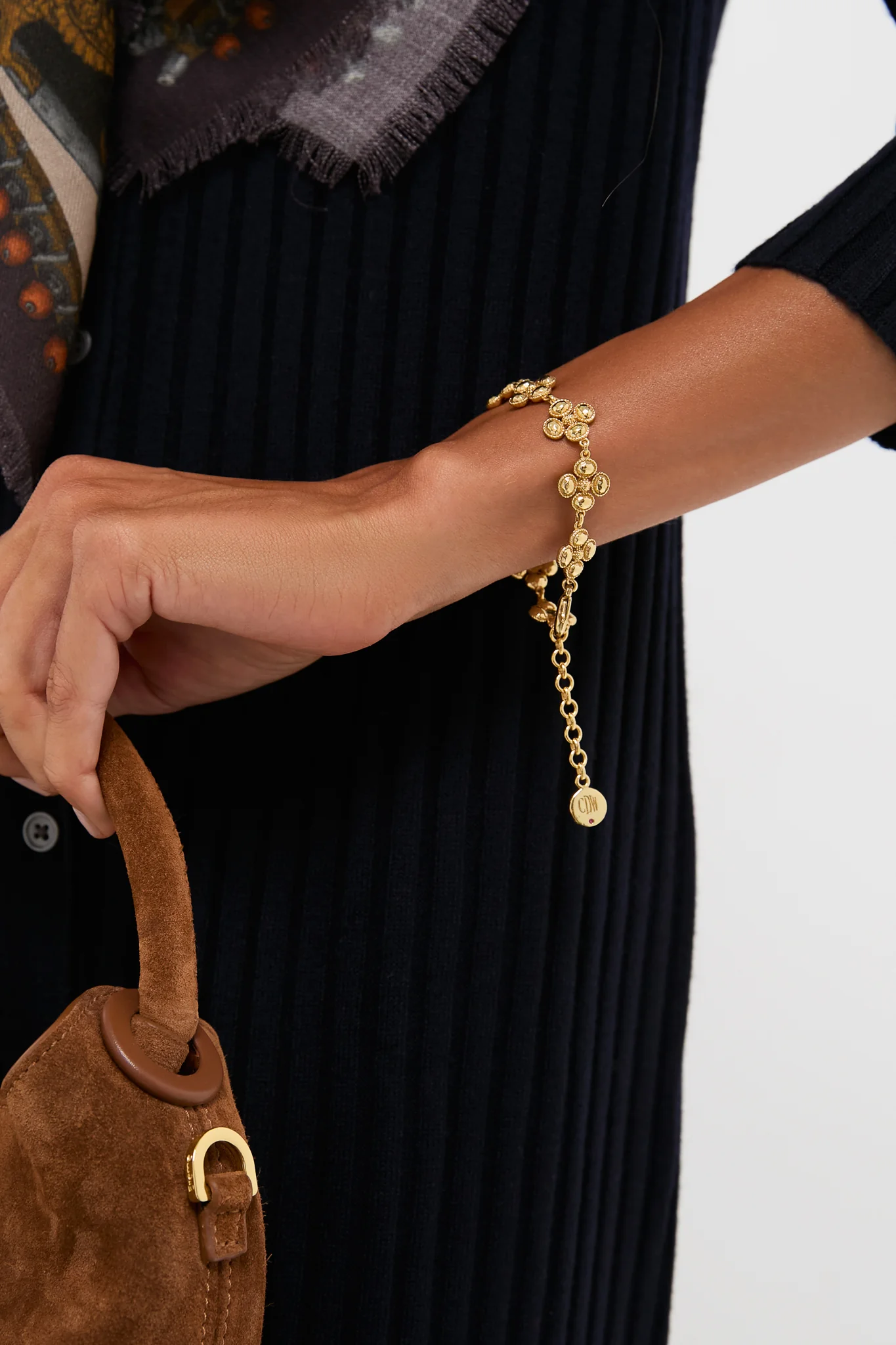 Berry Clover Linear Bracelet, 7"+2" - Gold - Image 2