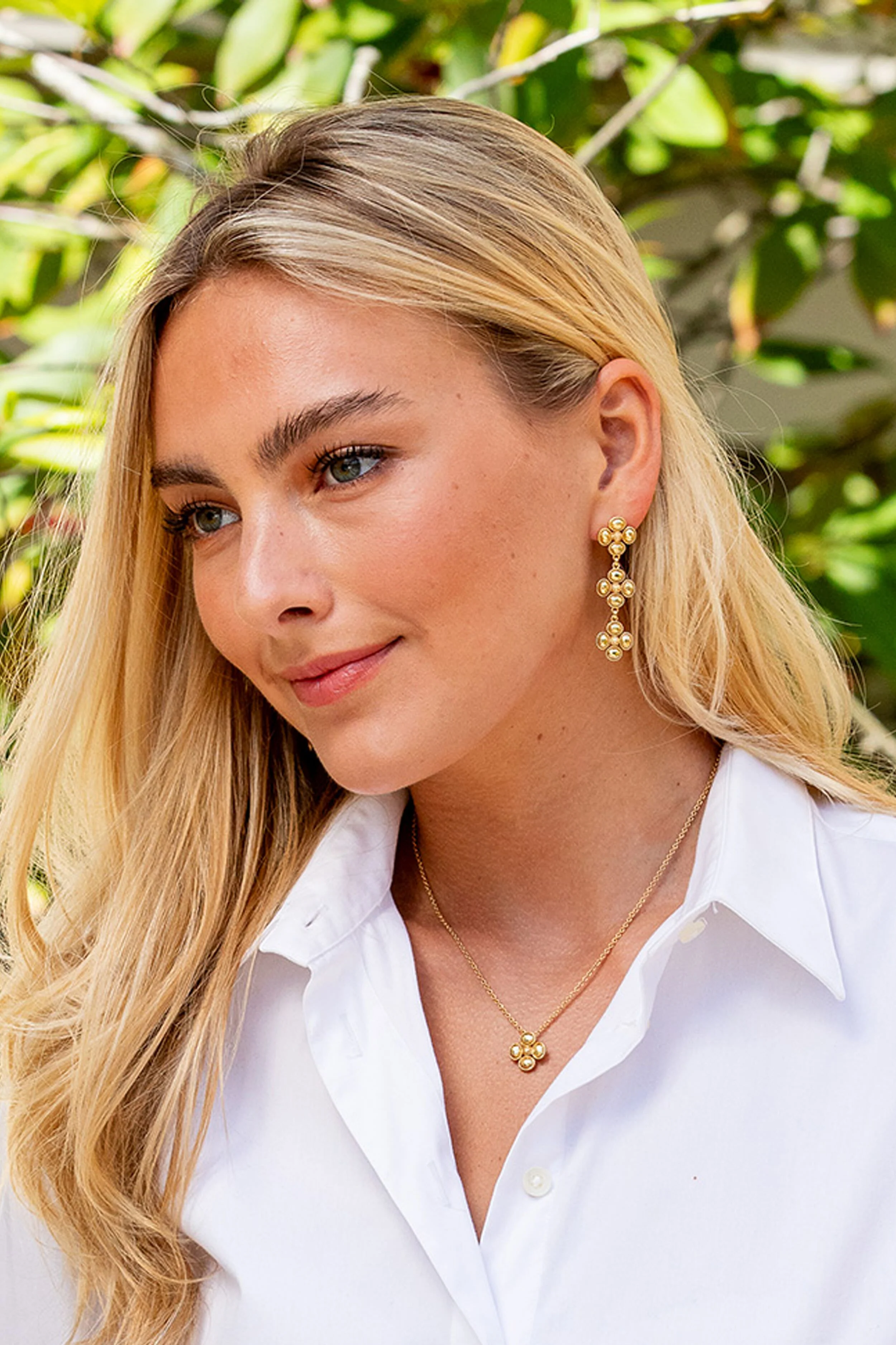 Berry Clover Linear Earrings - Gold - Image 3